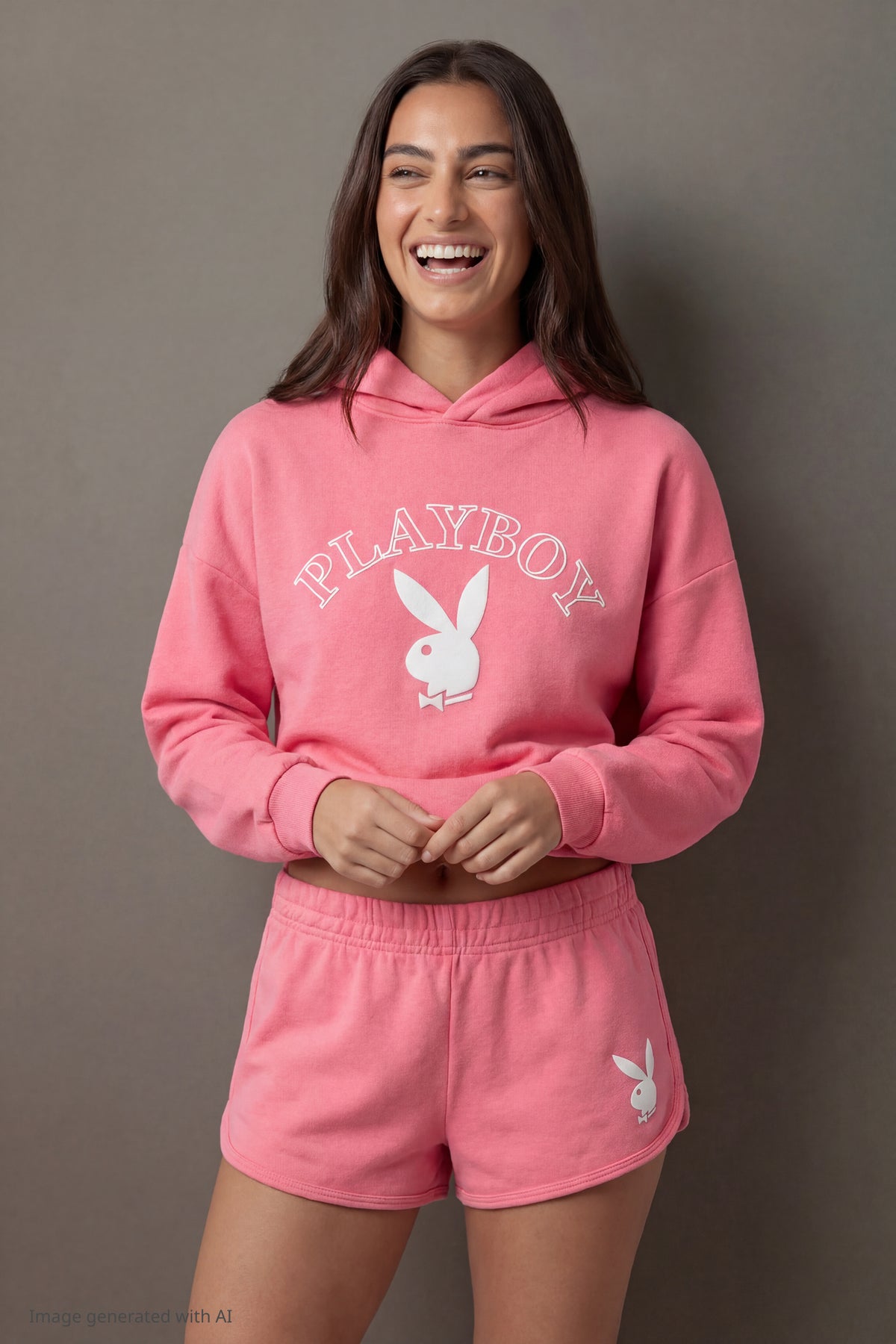 Alt View 2. Playboy Graphic Boxy Fleece Hoodie - Pink