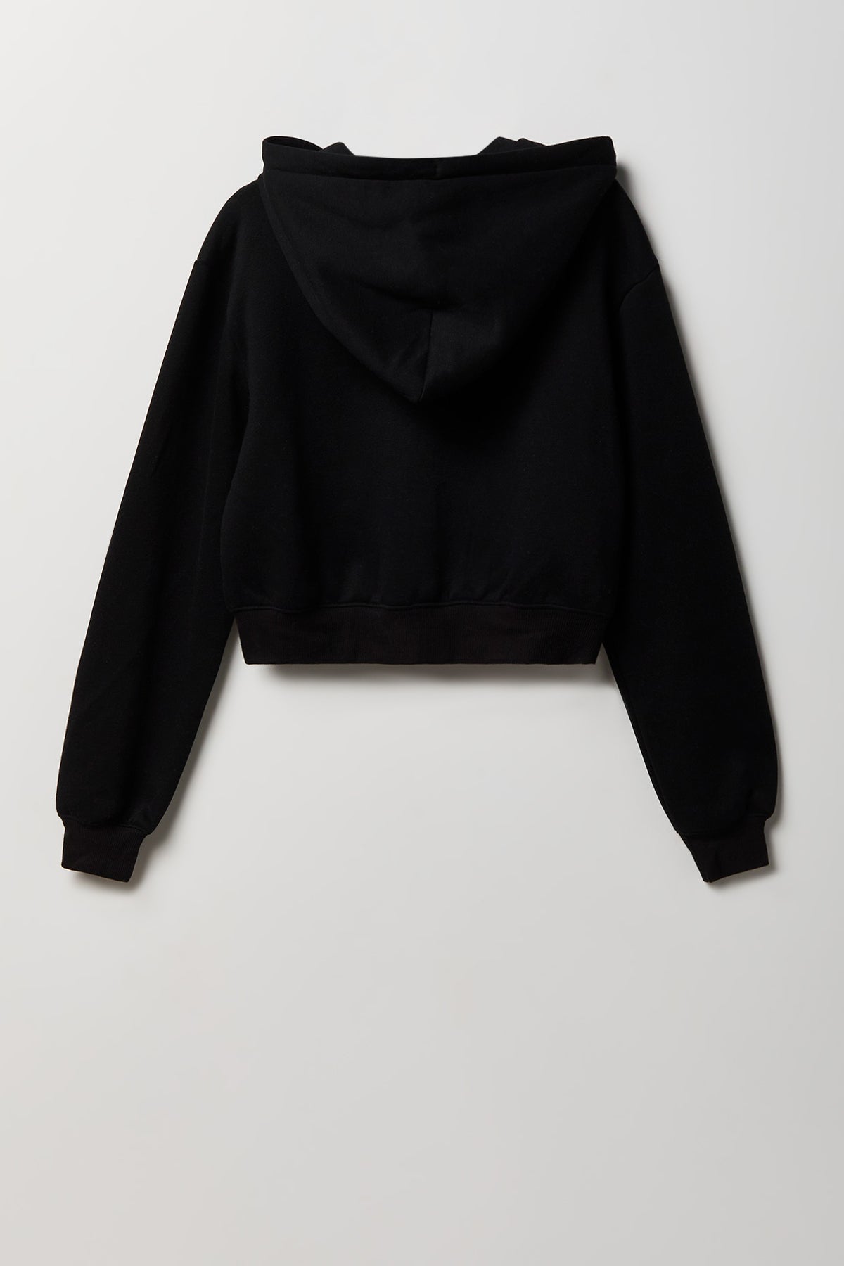 Alt View 2. Fleece Cropped Zip Hoodie - Black