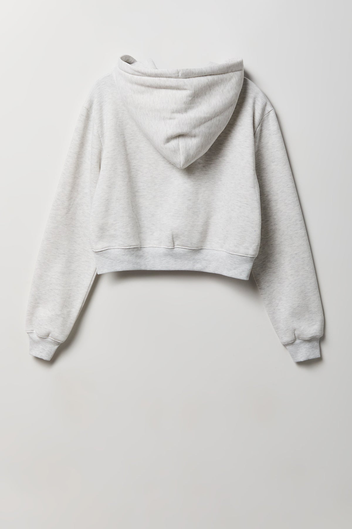Alt View 2. Fleece Cropped Zip Hoodie - Light Grey