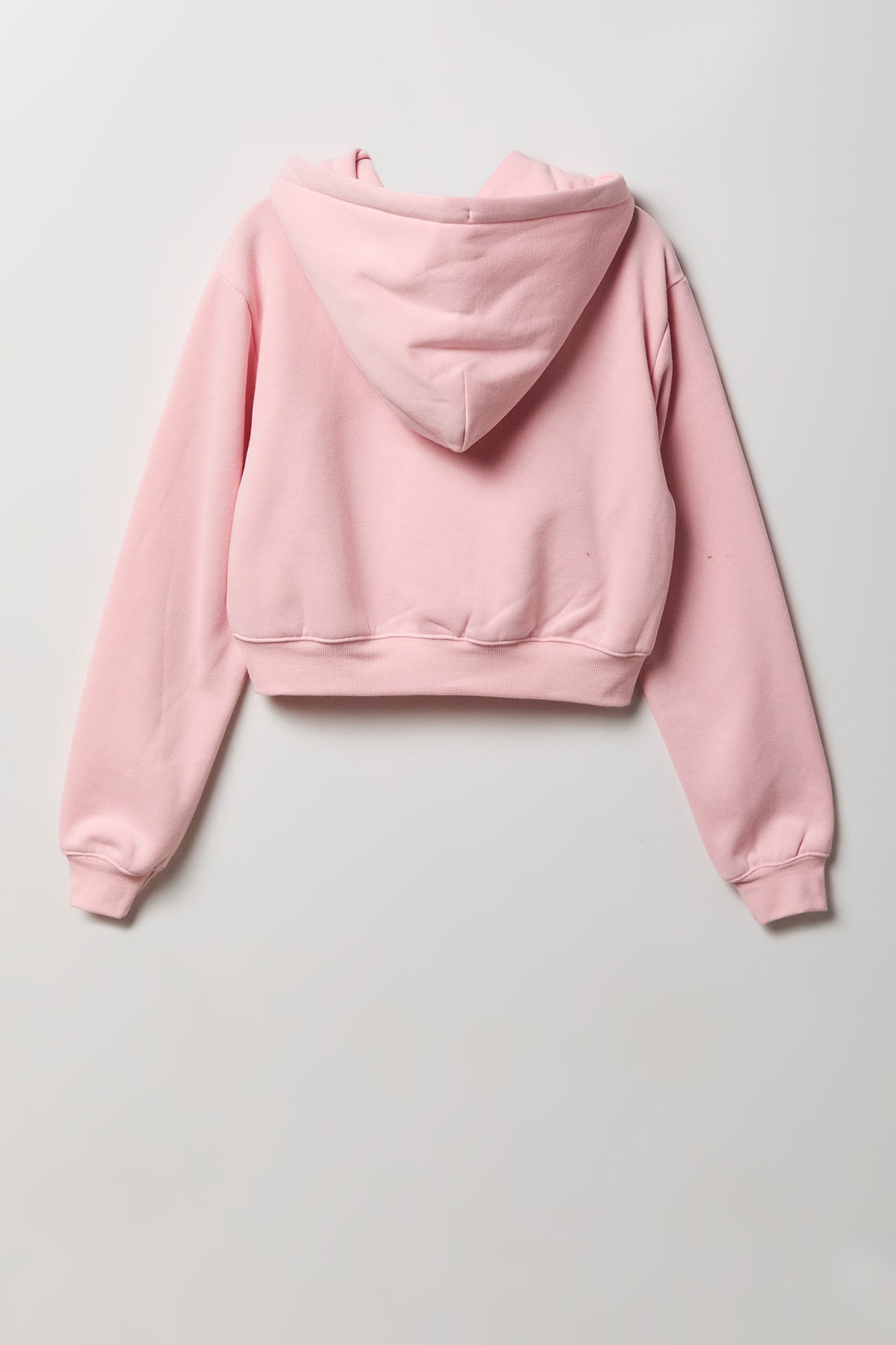 Alt View 2. Fleece Cropped Zip Hoodie - Light Pink