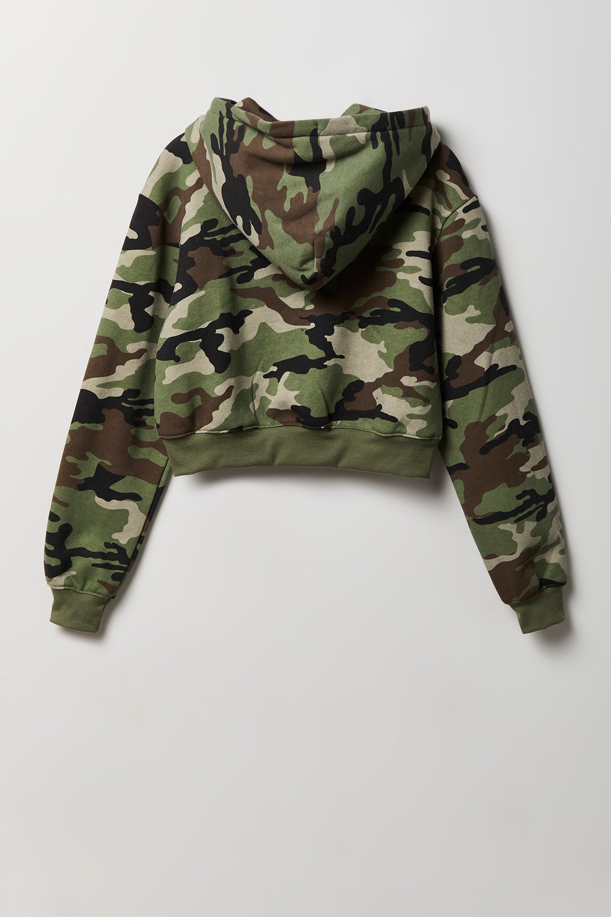 Alt View 2. Fleece Cropped Zip Hoodie - Camouflage