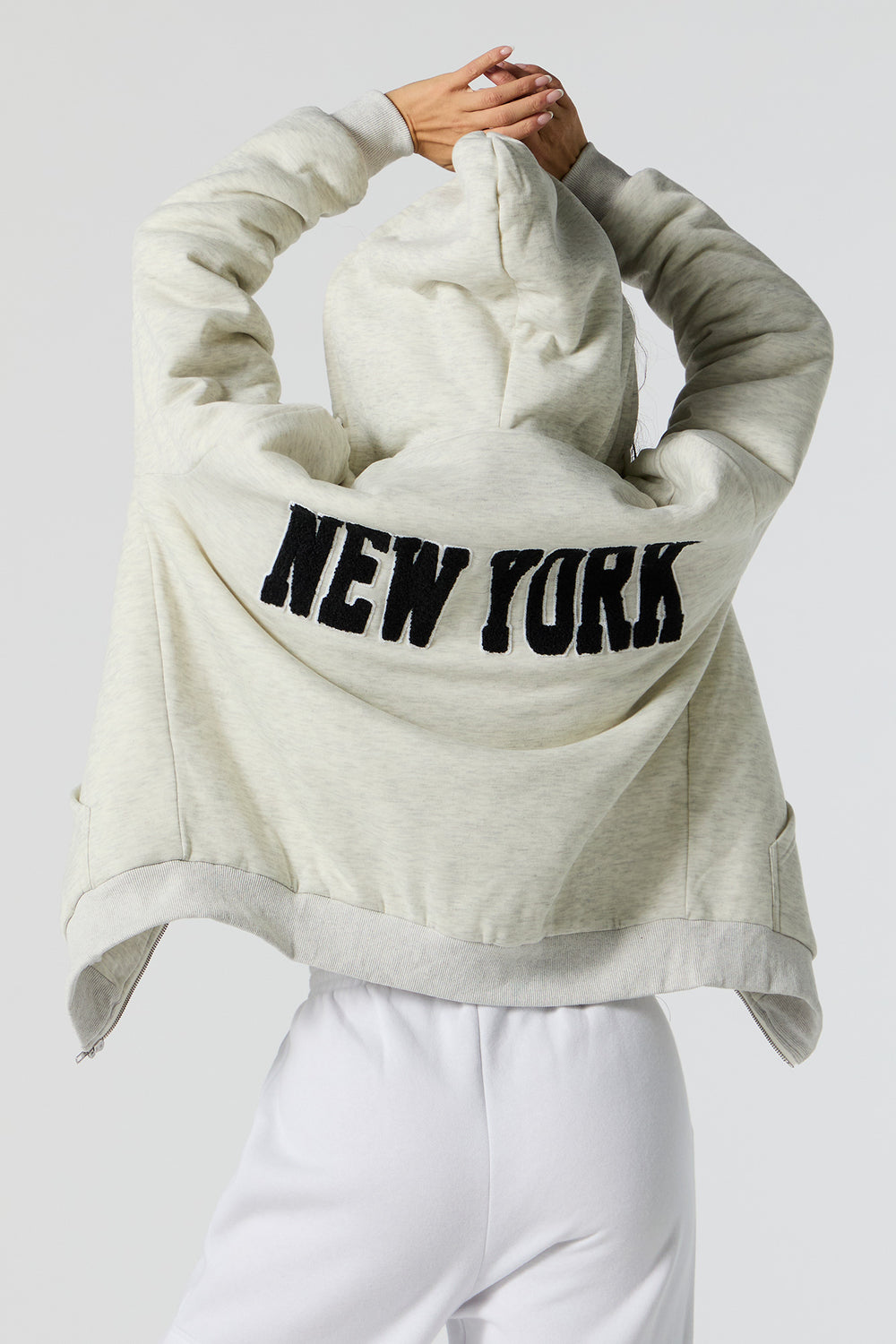 New York Chenille Embroidered Zip-Up Hoodie New York Chenille Embroidered Zip-Up Hoodie 2