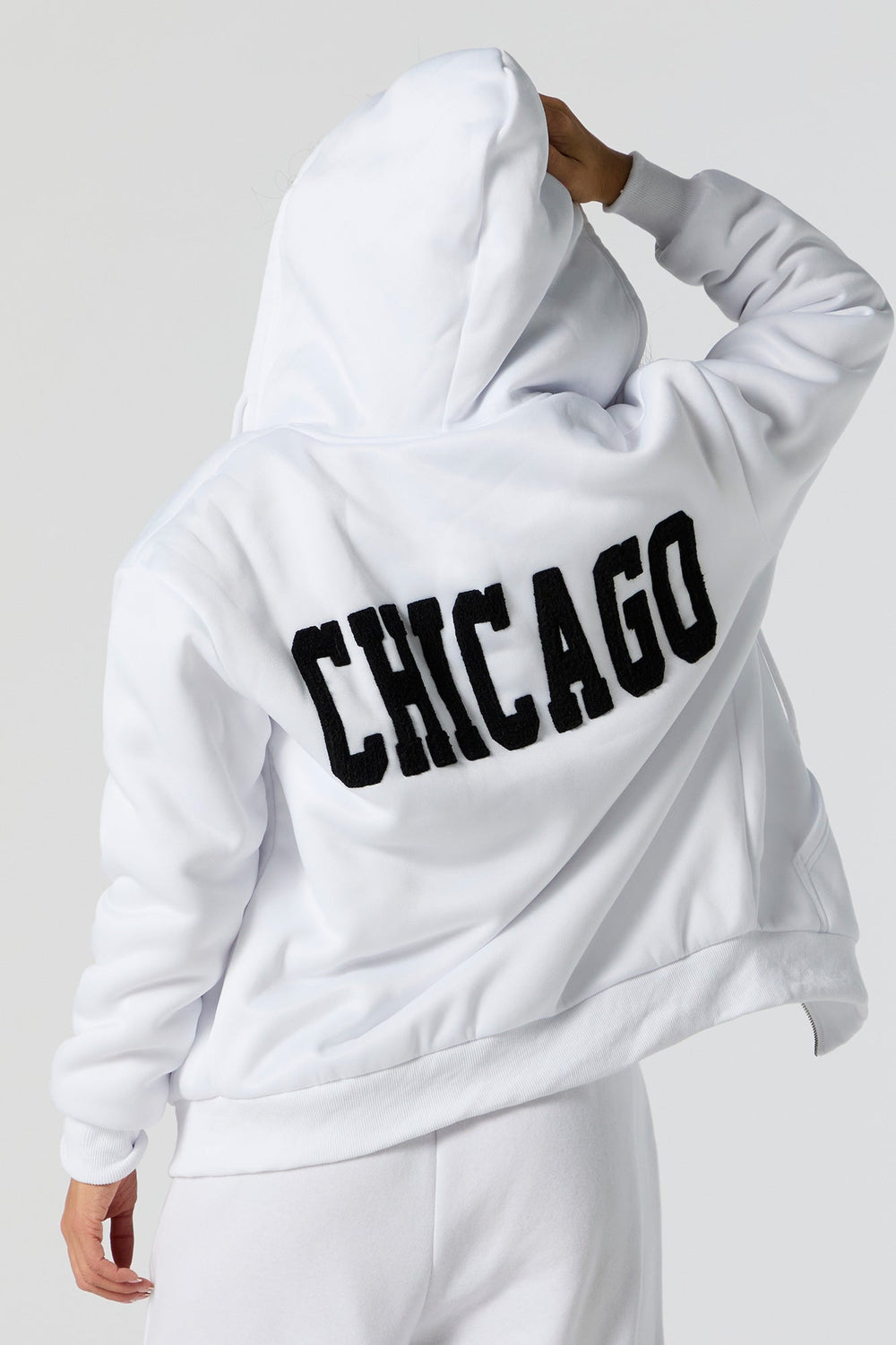 Chicago Chenille Embroidered Zip-Up Hoodie Chicago Chenille Embroidered Zip-Up Hoodie 3