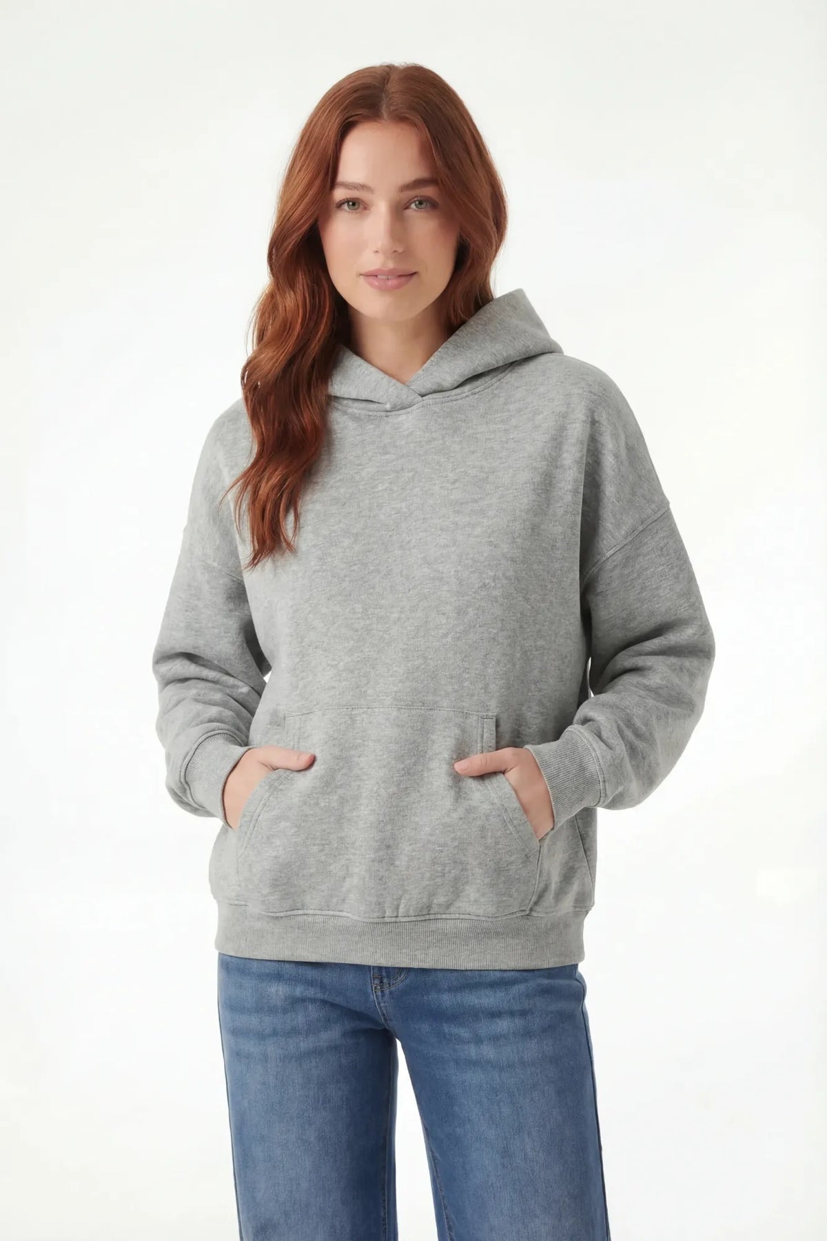 Fleece Boxy Hoodie - Heather Grey