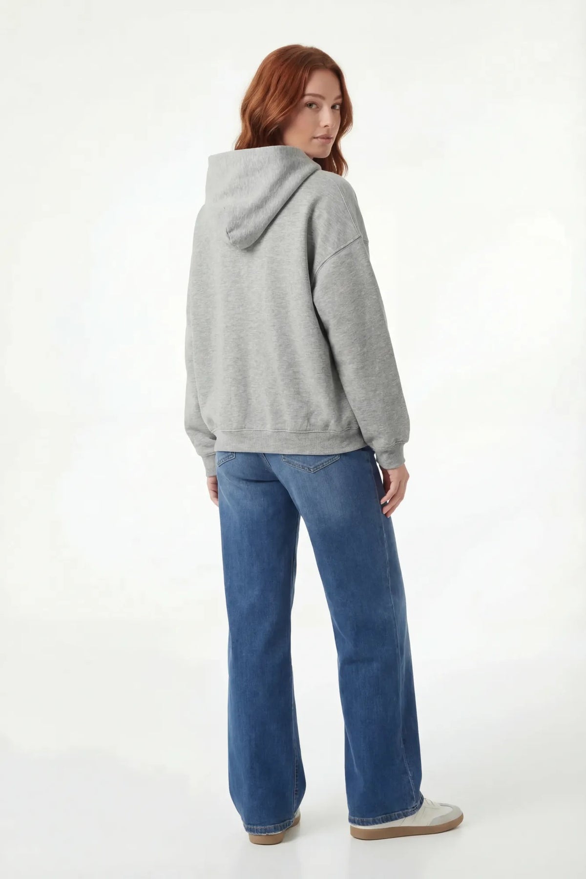 Alt View 2. Fleece Boxy Hoodie - Heather Grey