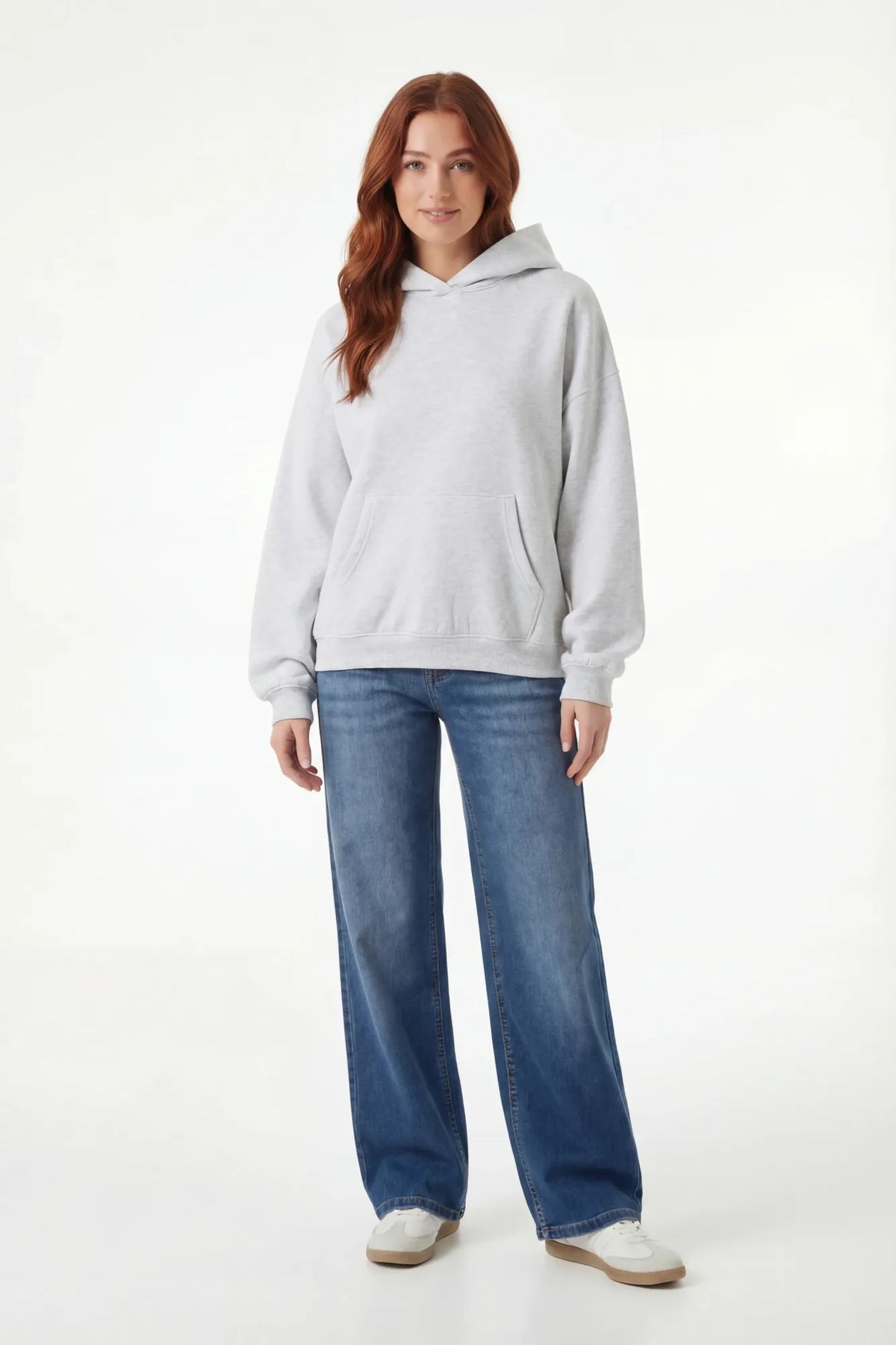 Fleece Boxy Hoodie - Light Grey