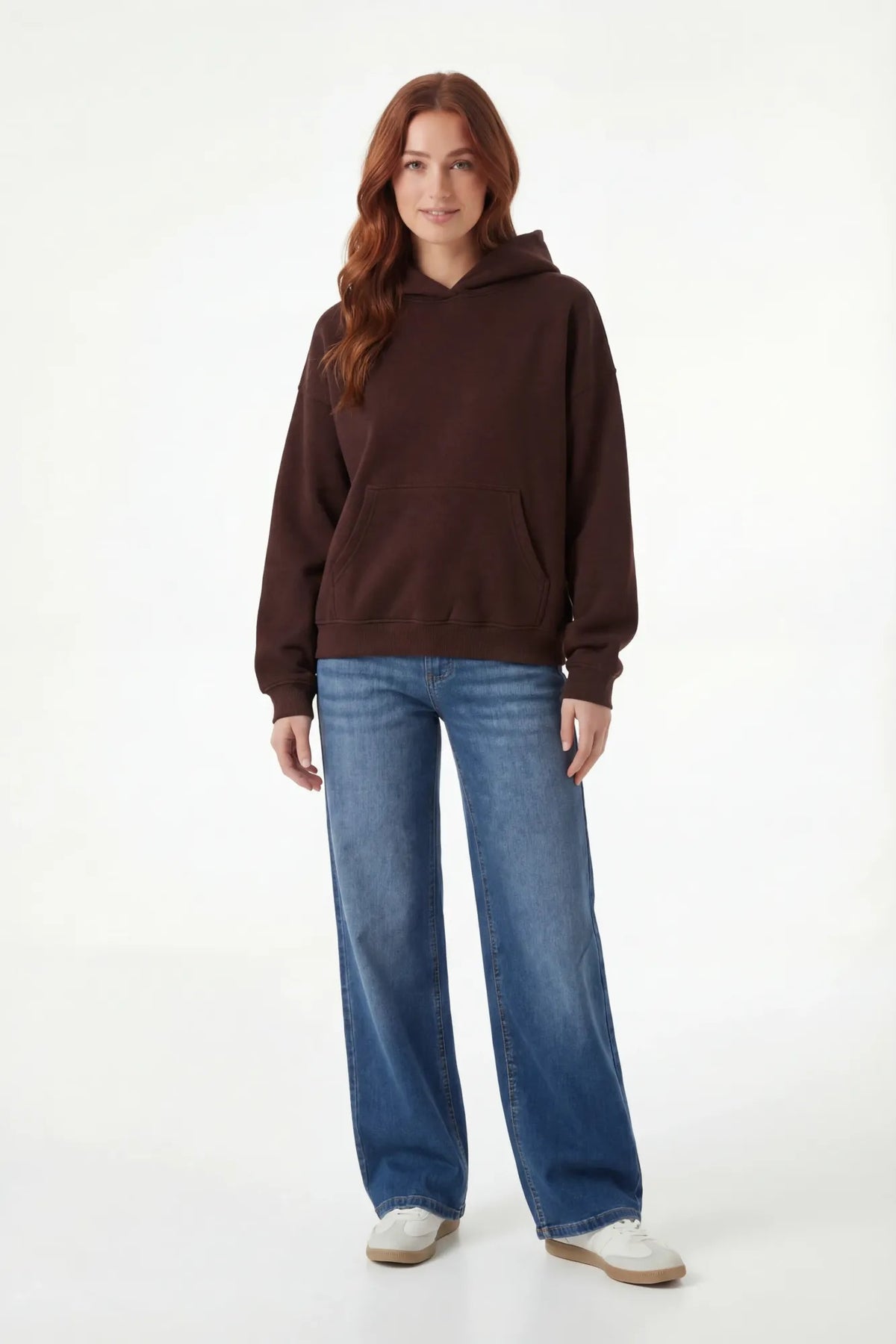 Alt View 3. Fleece Boxy Hoodie - Brown
