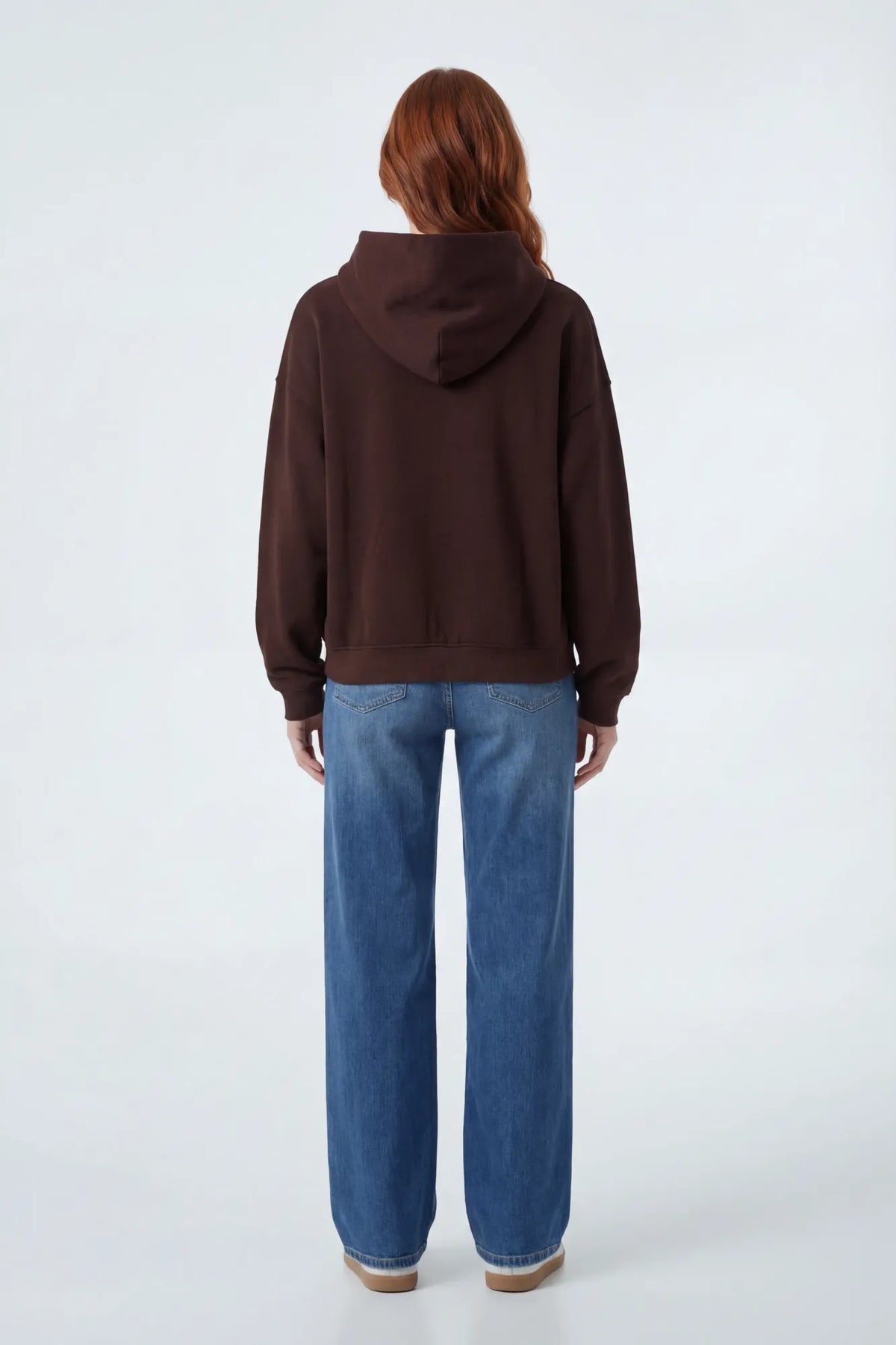 Alt View 2. Fleece Boxy Hoodie - Brown