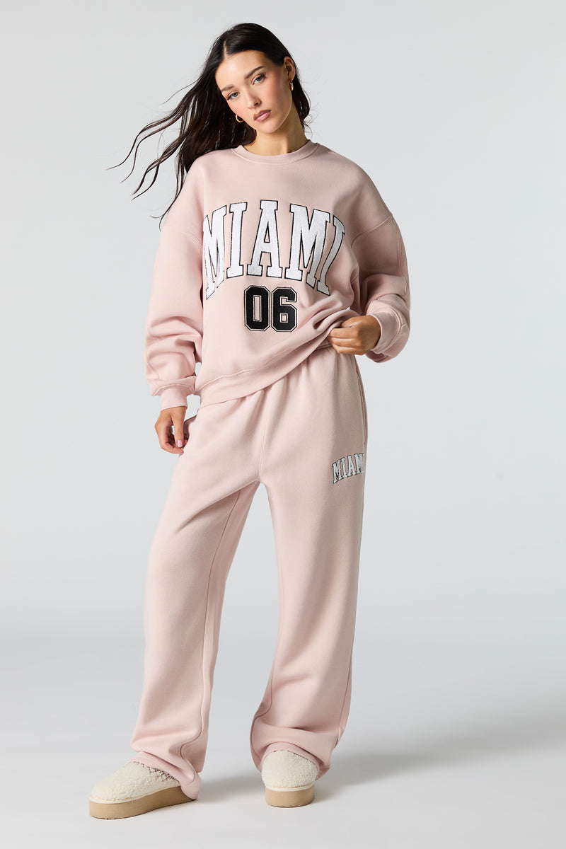 Embroidered Destination Wide Leg Sweatpant