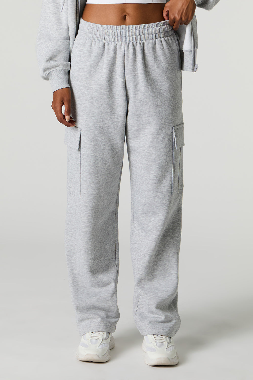 Solid Wide Leg Fleece Cargo Sweatpant Solid Wide Leg Fleece Cargo Sweatpant 8