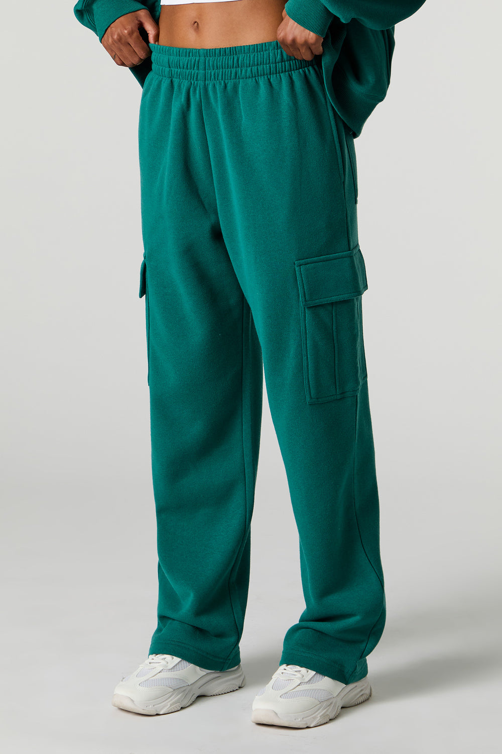 Solid Wide Leg Fleece Cargo Sweatpant Solid Wide Leg Fleece Cargo Sweatpant 2