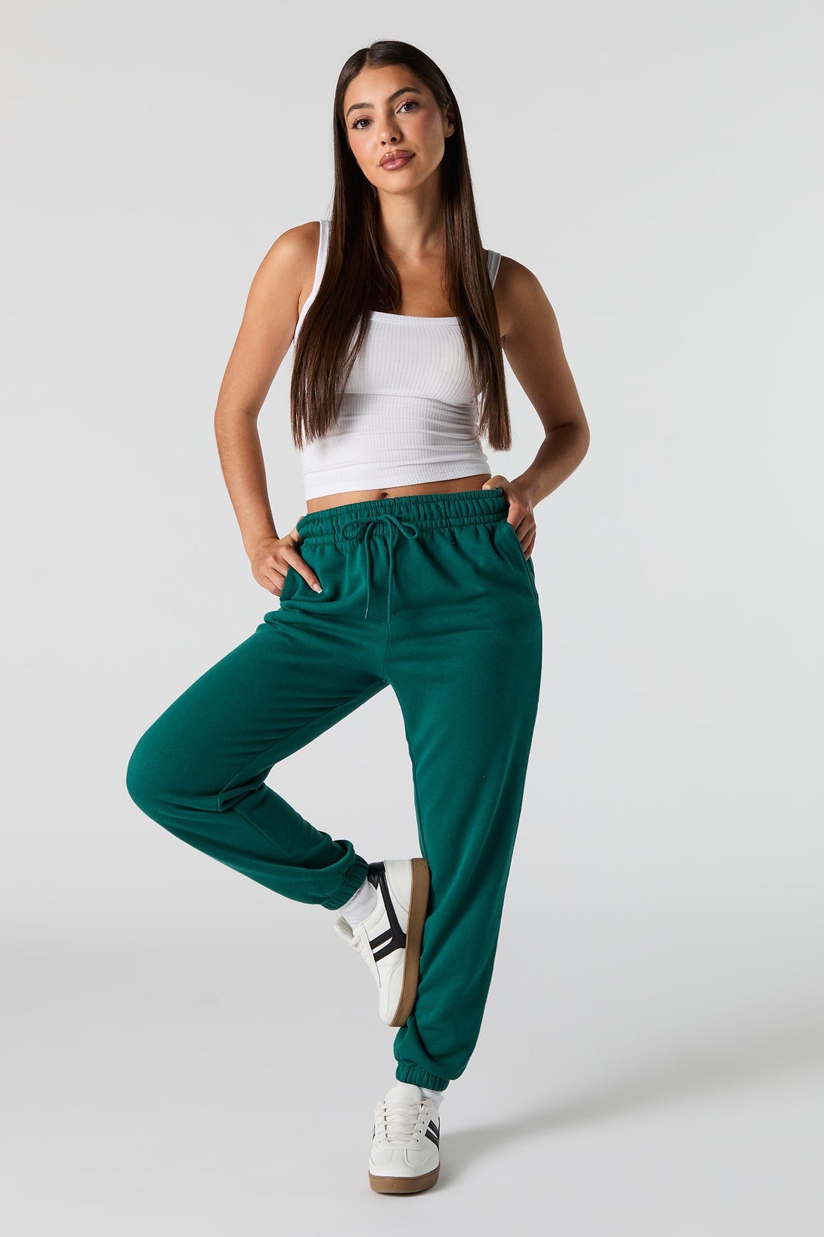 High Rise Solid Fleece Jogger