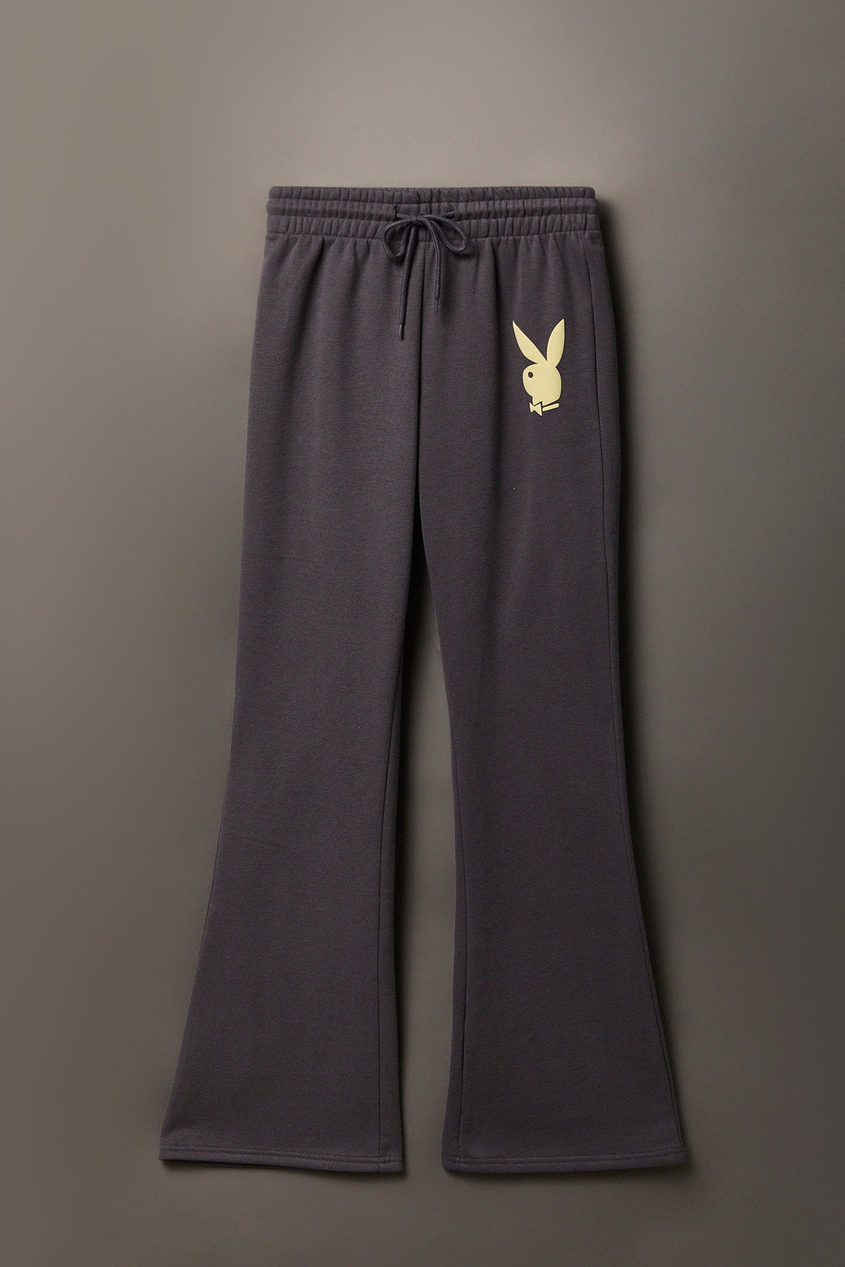 Alt View 5. Playboy Fleece Graphic Flare Pant - Dark Grey