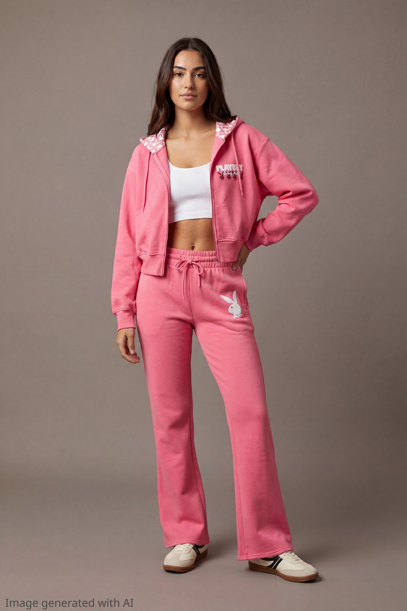 PLAYBOY フロッキープリント サーモンピンク ヴィンテージ 古着 Playboy Fleece Graphic Flare Pant – Charlotte Russe