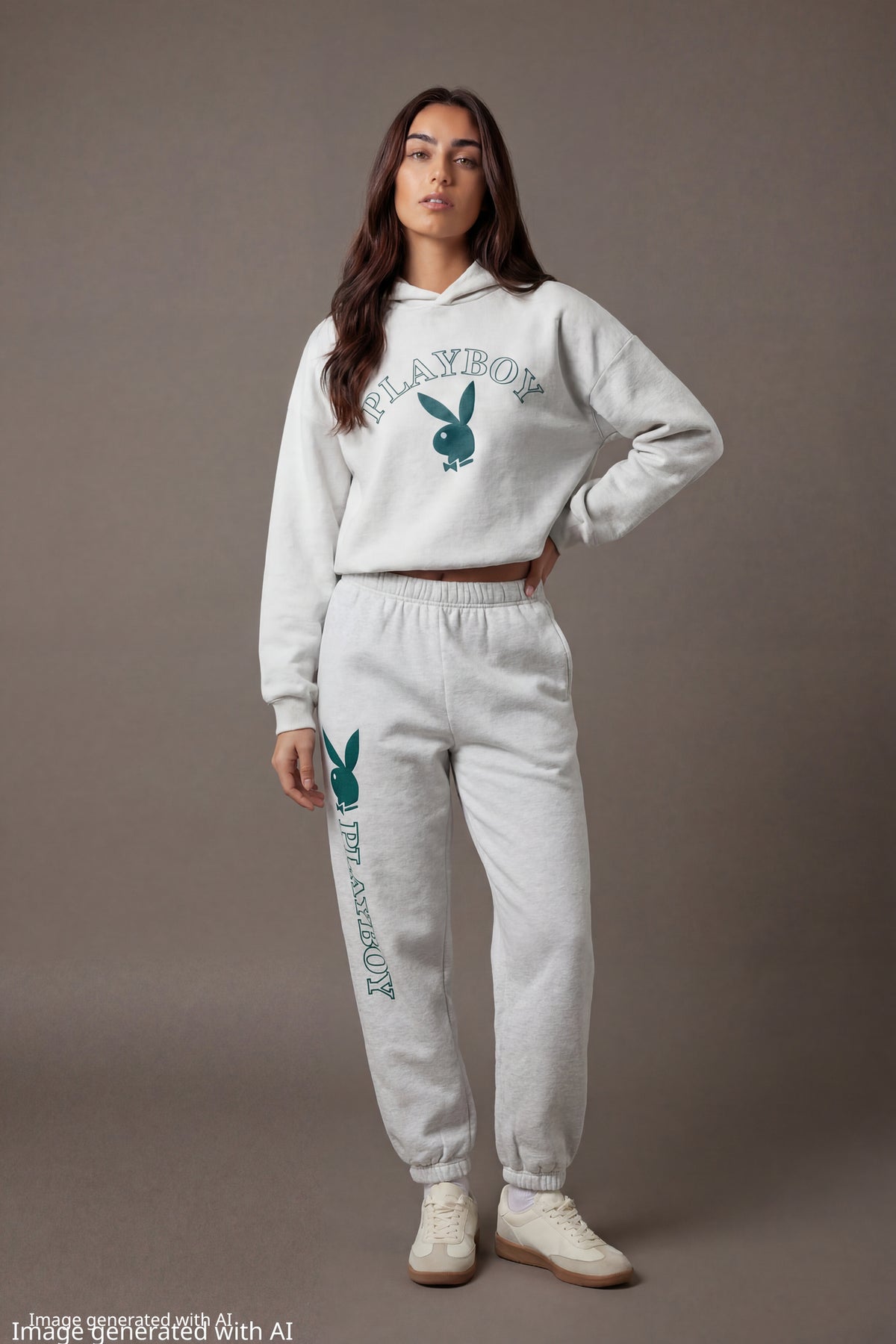 Playboy Graphic Fleece Jogger - Light Grey
