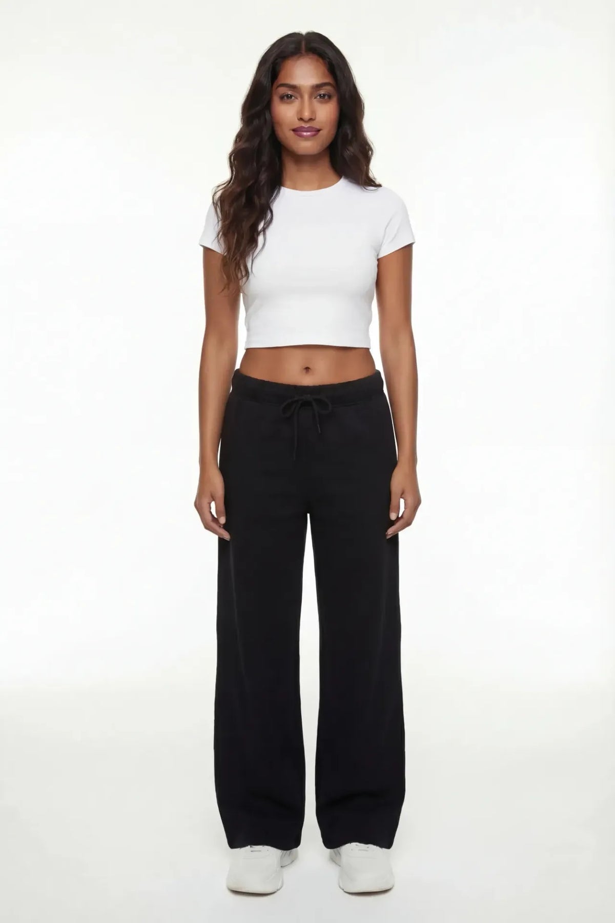 Fleece Wide Leg Sweatpant - Black