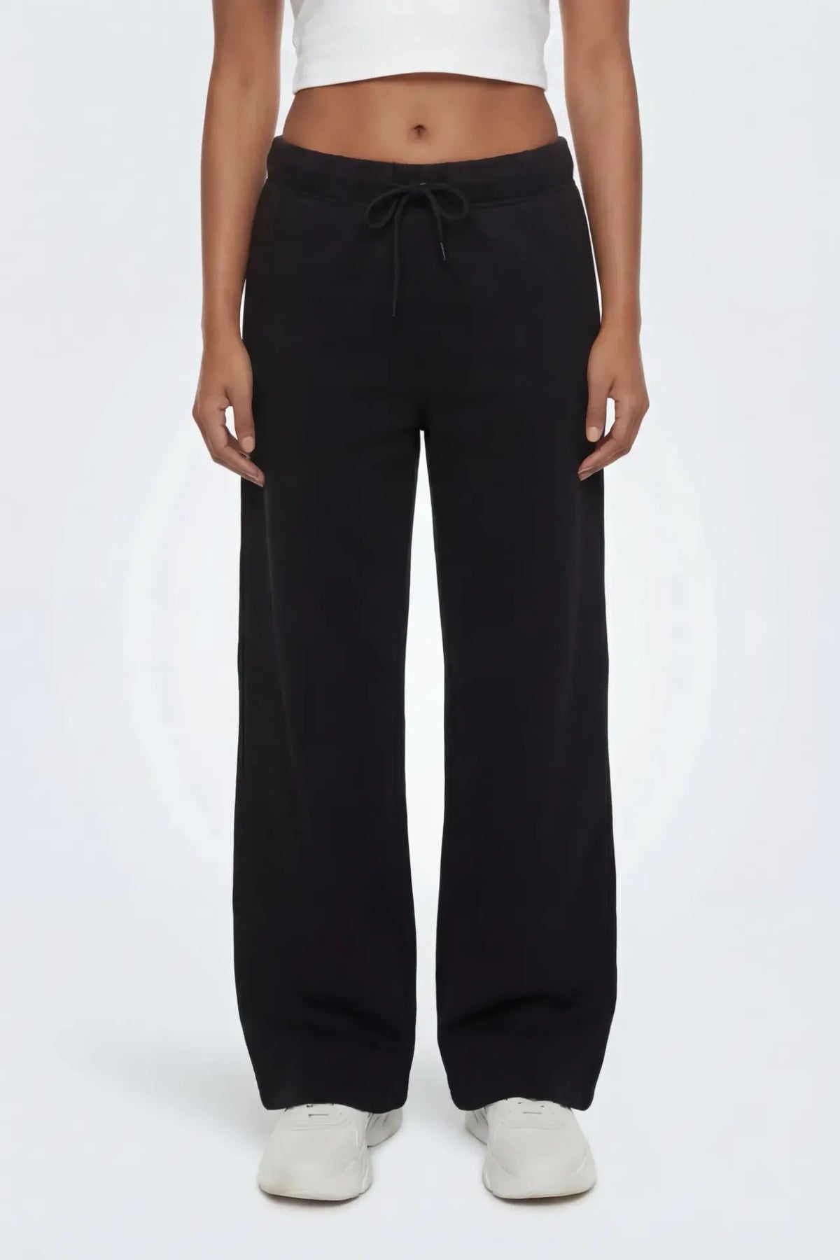 Alt View 2. Fleece Wide Leg Sweatpant - Black