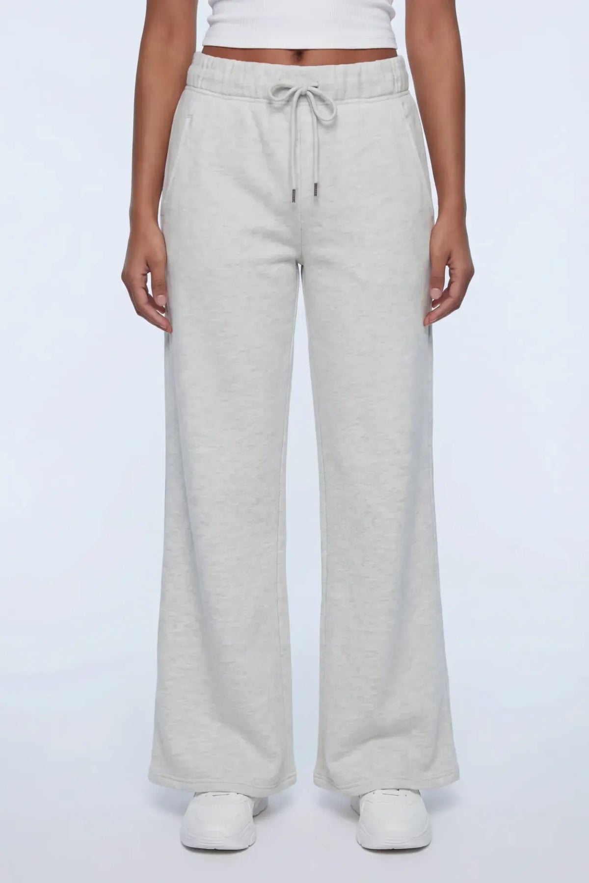 Alt View 2. Fleece Wide Leg Sweatpant - Light Grey