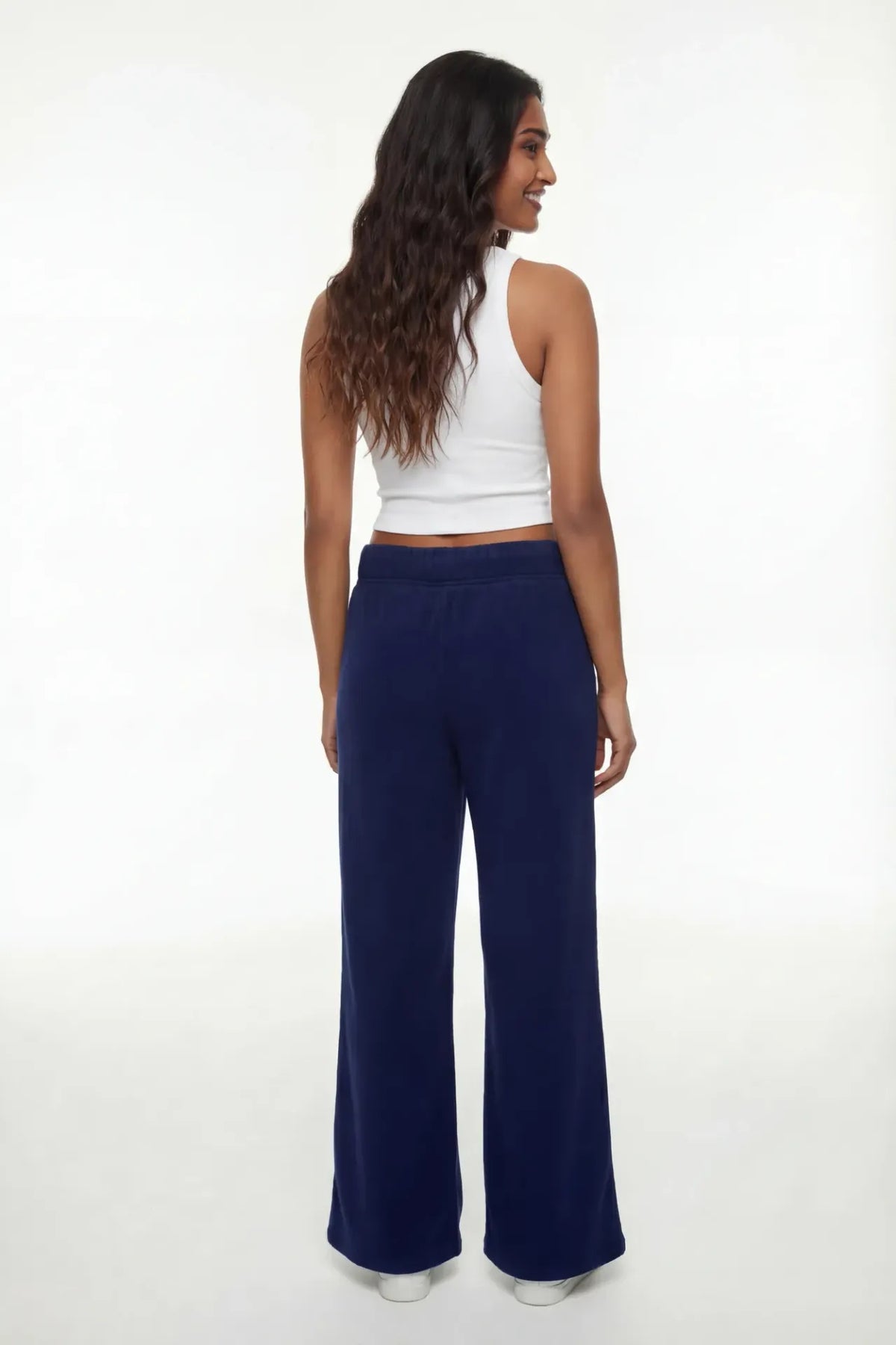 Alt View 3. Fleece Wide Leg Sweatpant - Dark Blue