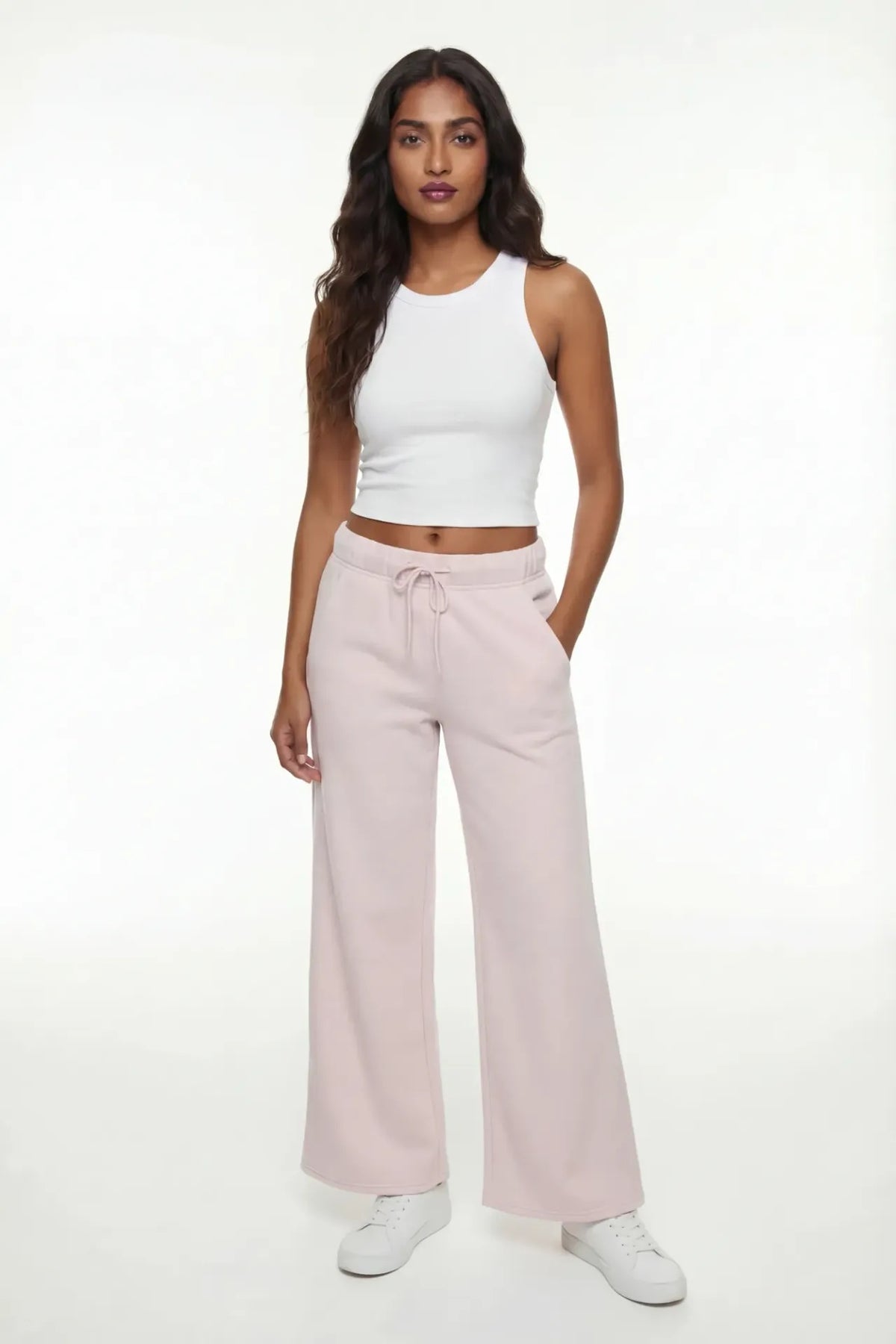 Fleece Wide Leg Sweatpant - Light Pink