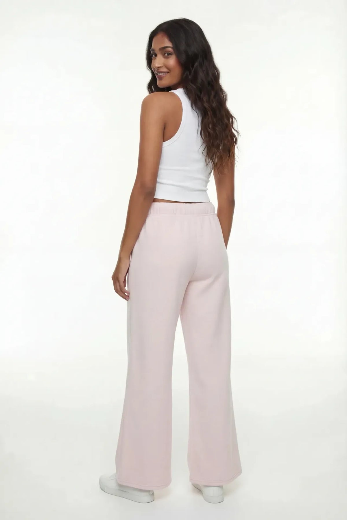 Alt View 3. Fleece Wide Leg Sweatpant - Light Pink