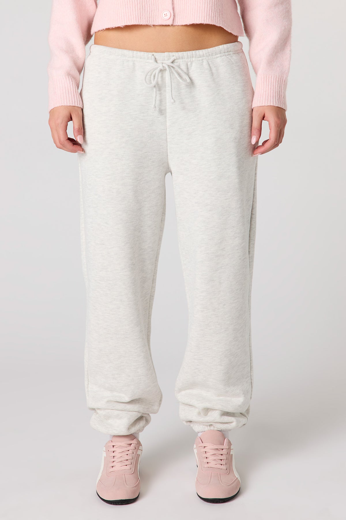 Alt View 2. Luxe Fleece Low Rise Jogger - Light Grey
