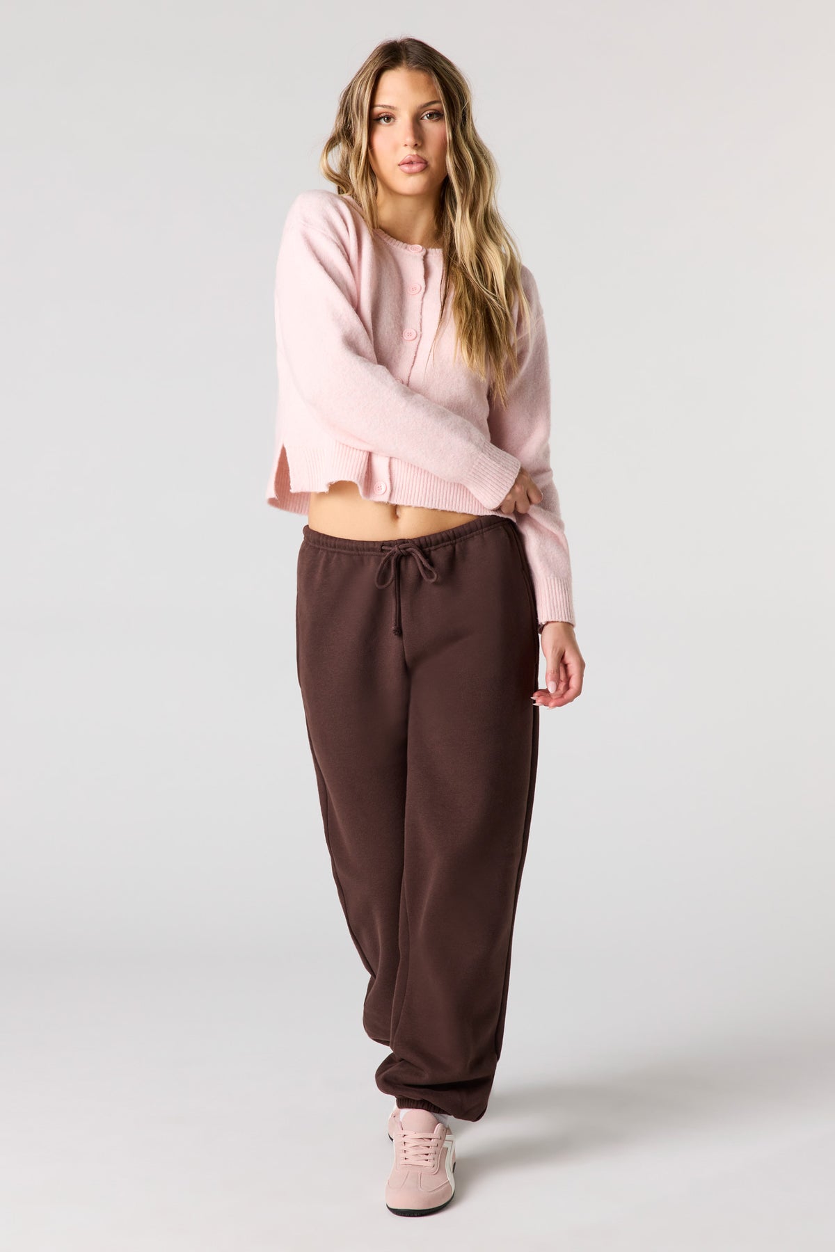 Luxe Fleece Low Rise Jogger - Brown