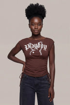 Playboy Contour Boat Neck Cinched Top