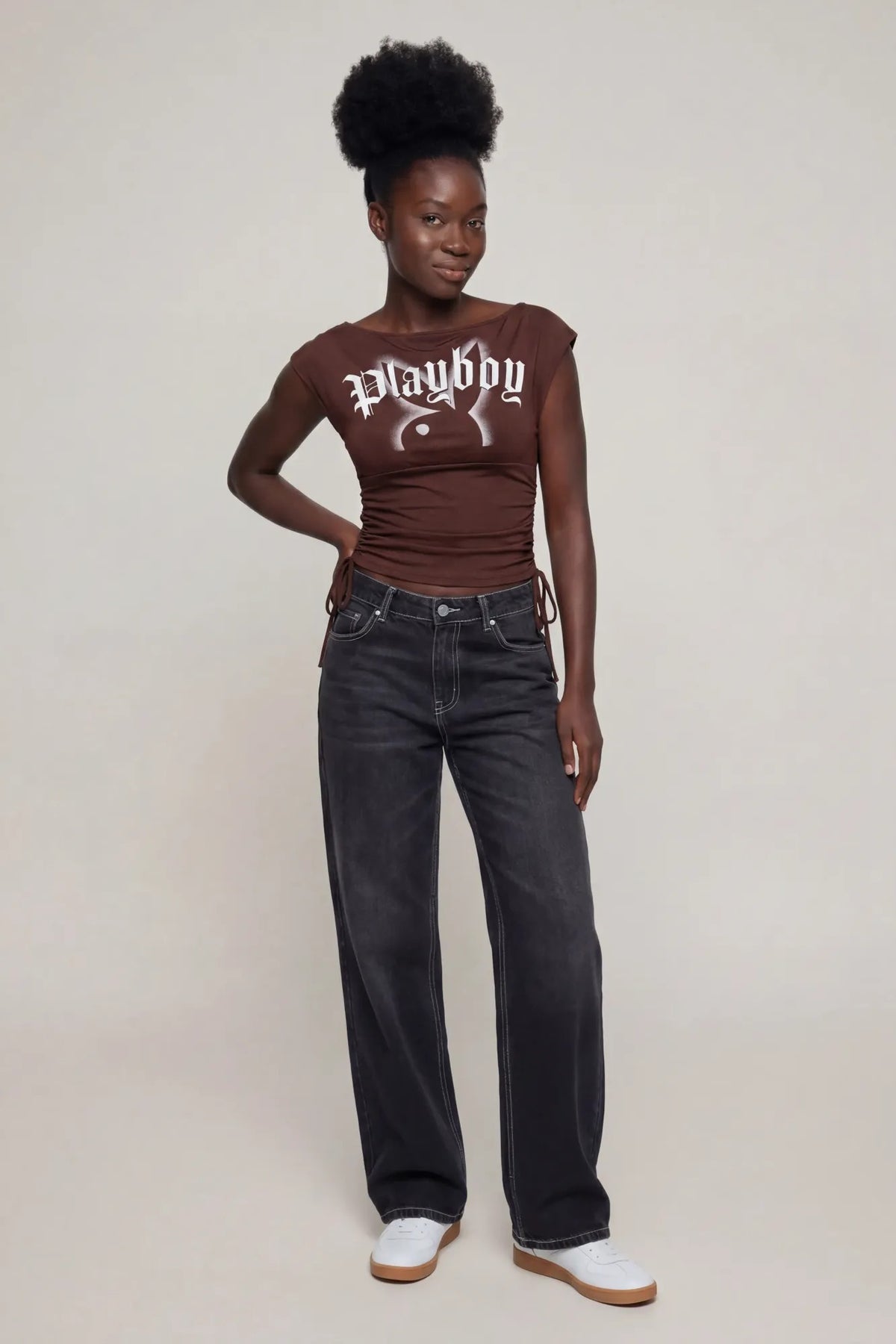 Alt View 7. Playboy Contour Boat Neck Cinched Top - Light Pink