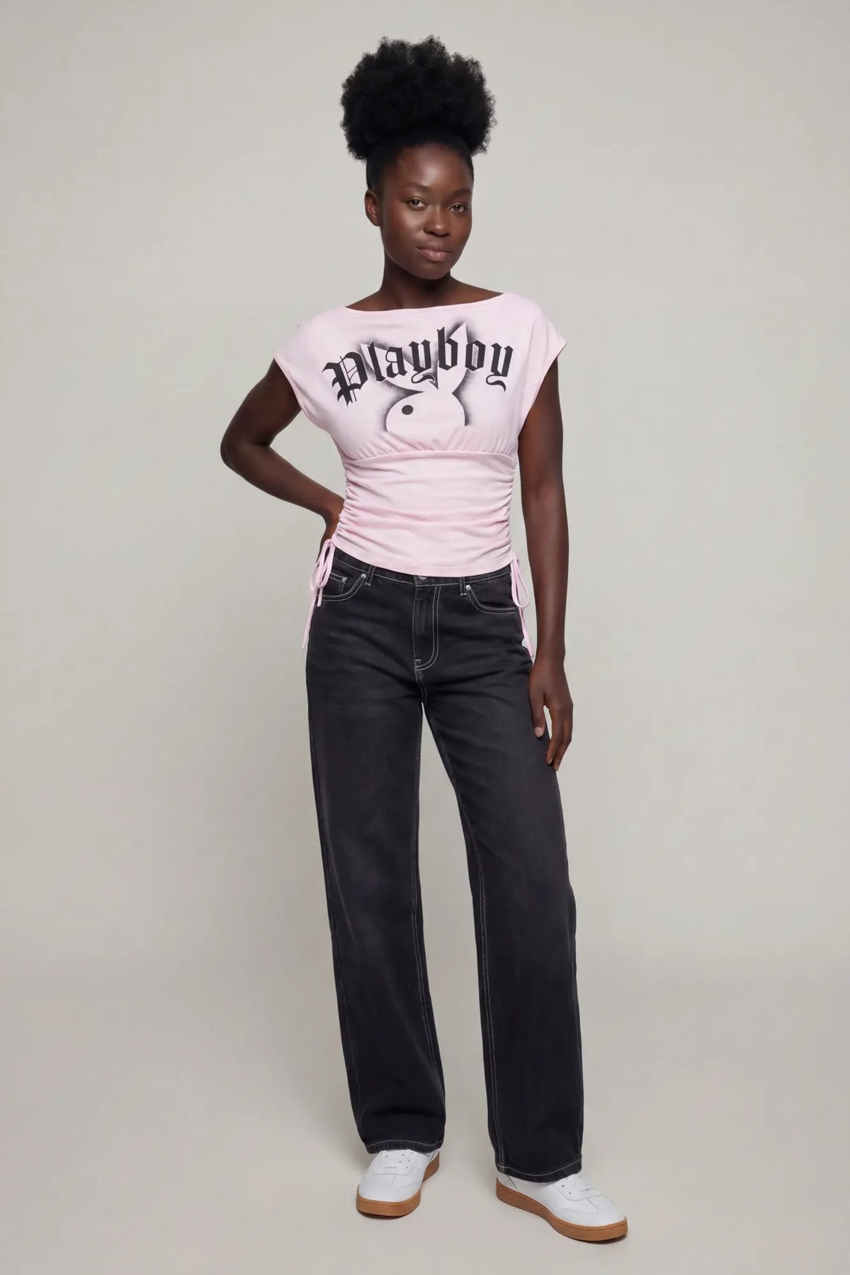 Alt View 3. Playboy Contour Boat Neck Cinched Top - Light Pink