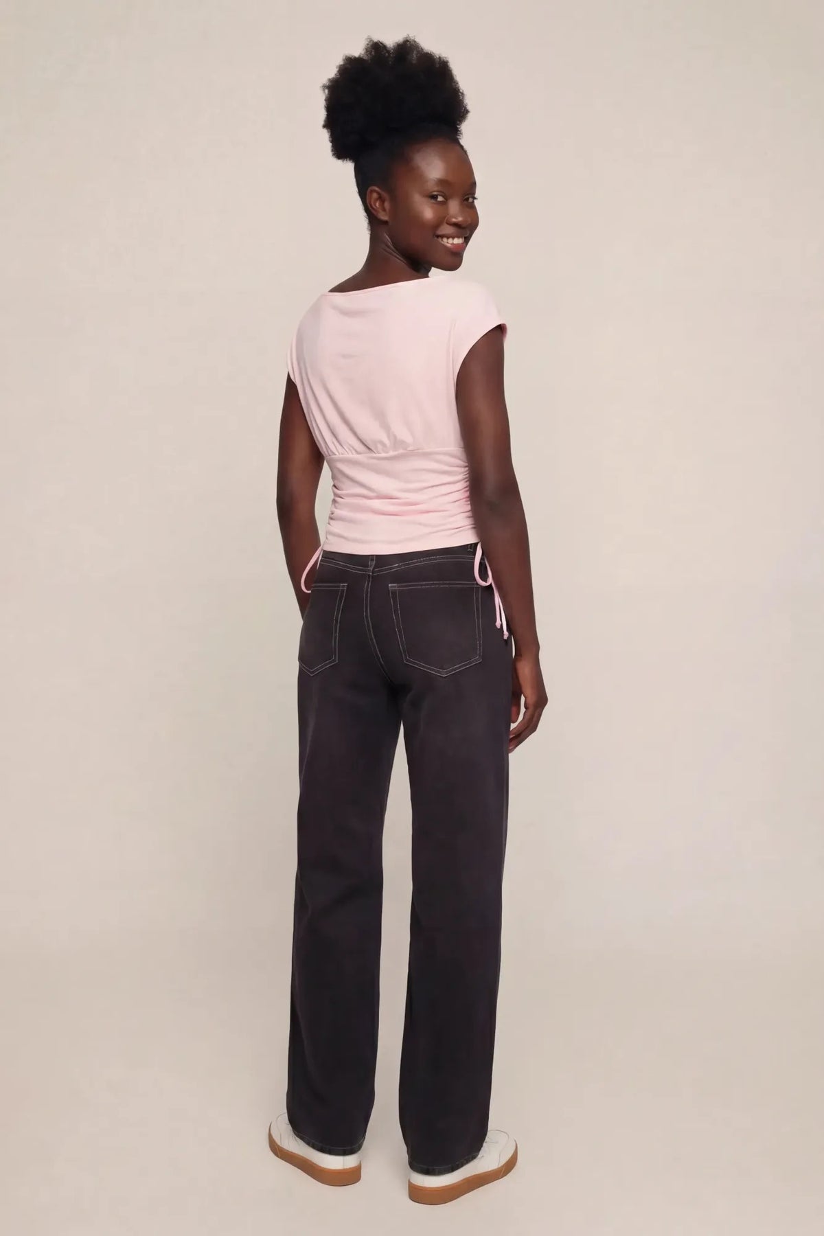 Alt View 4. Playboy Contour Boat Neck Cinched Top - Light Pink