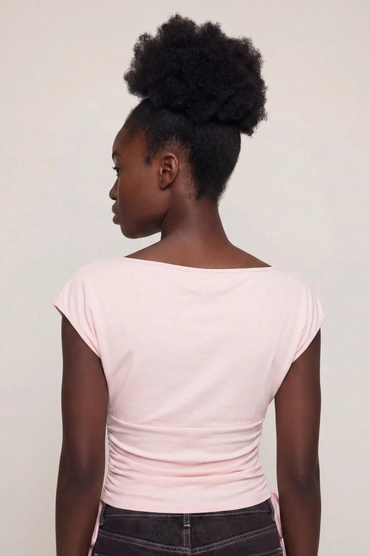 Alt View 2. Playboy Contour Boat Neck Cinched Top - Light Pink