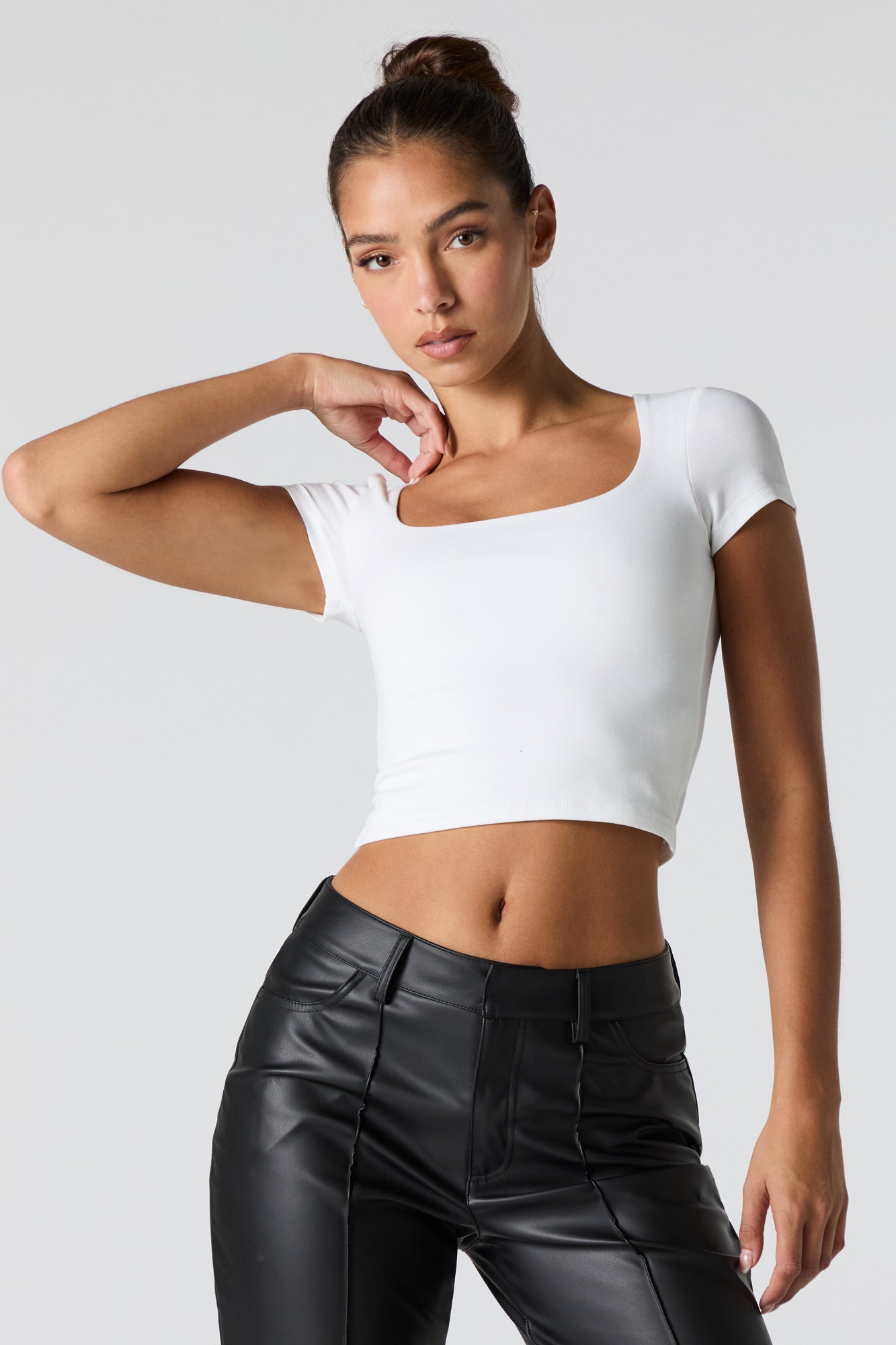 Contour Square Neck Cropped T-Shirt