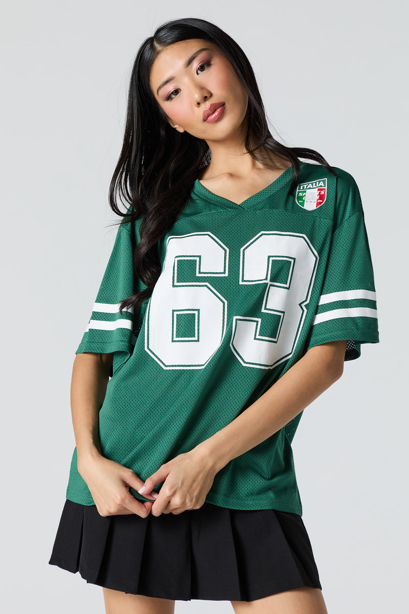 Mesh Sporty Graphic V-Neck Jersey