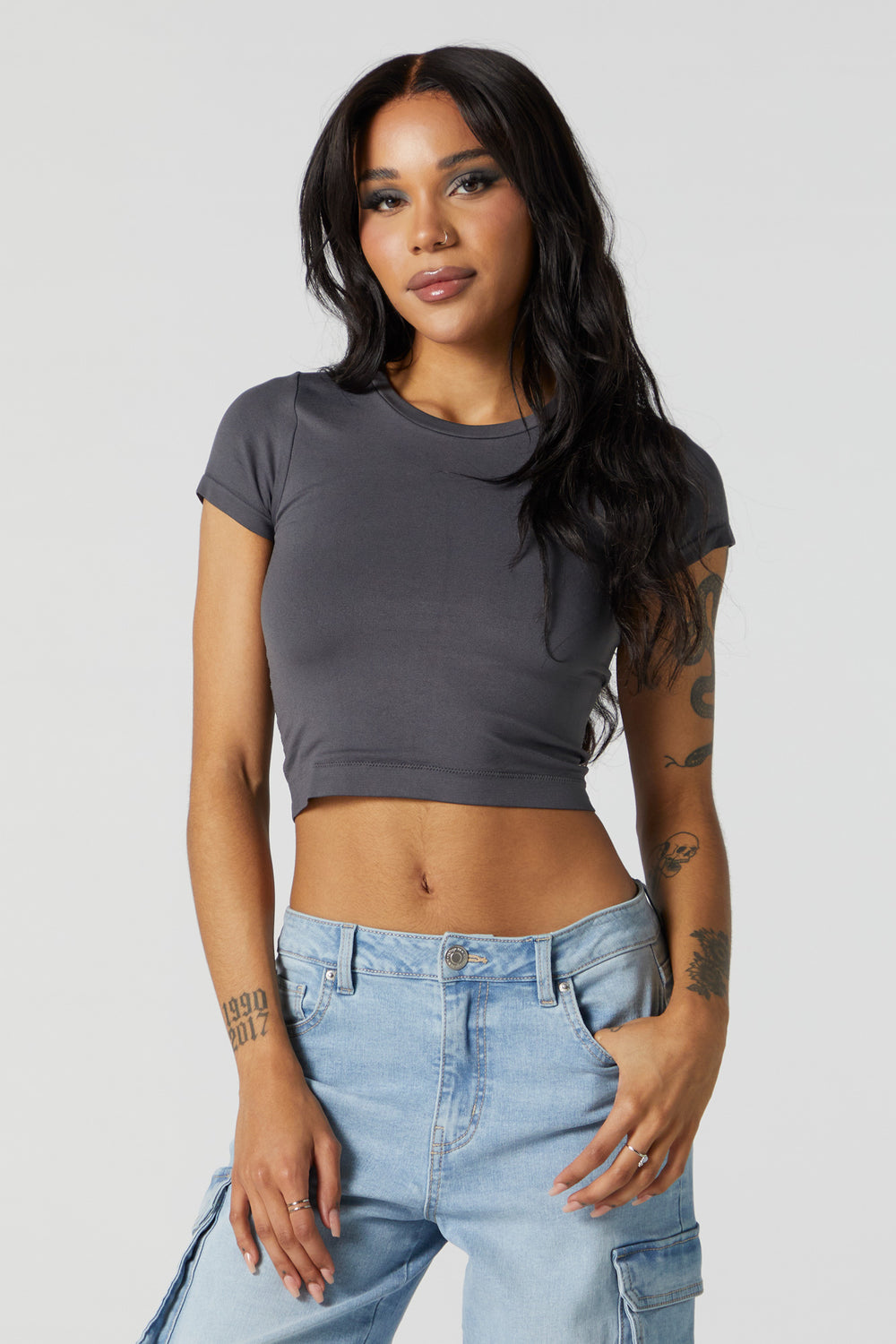 Seamless Double Layered Cropped T-Shirt Seamless Double Layered Cropped T-Shirt 7