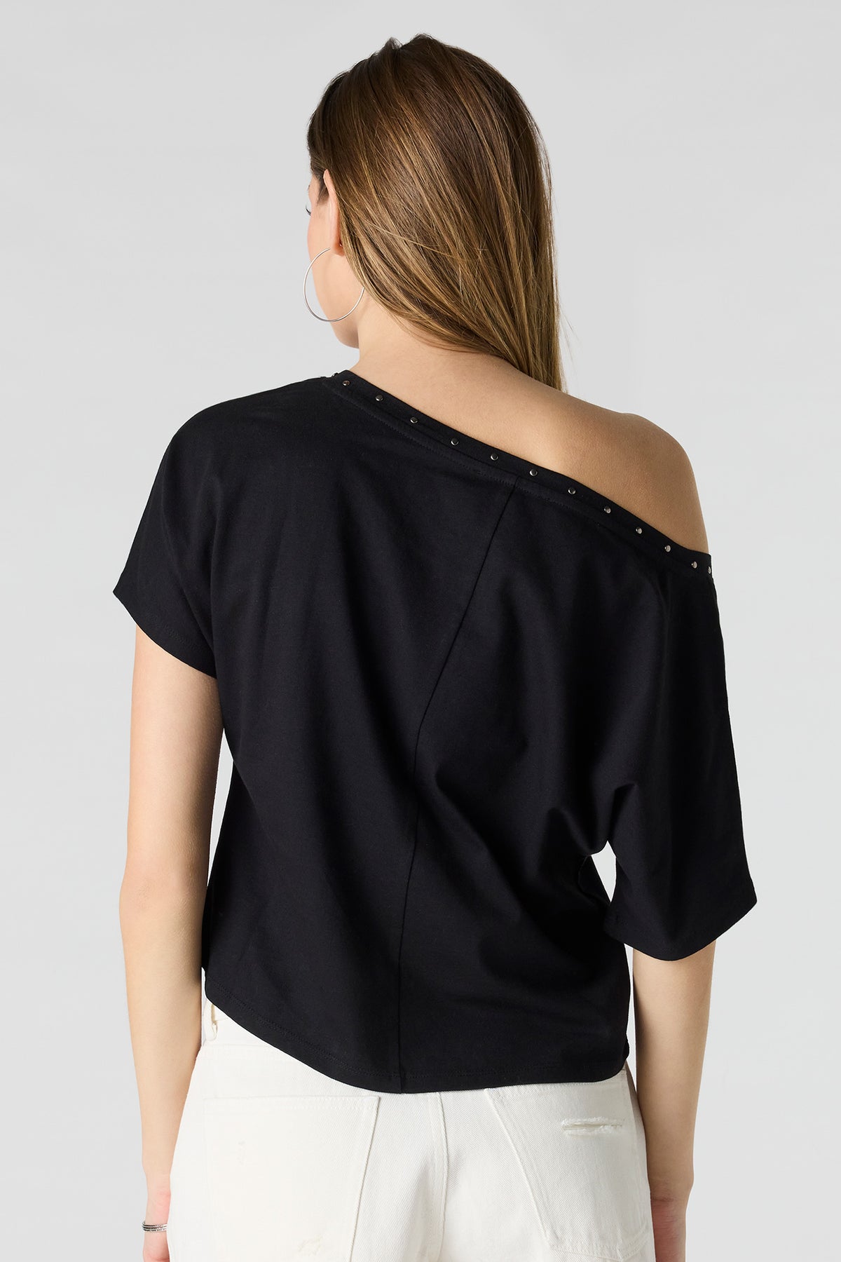 Alt View 2. Studded Off-Shoulder Top - Black