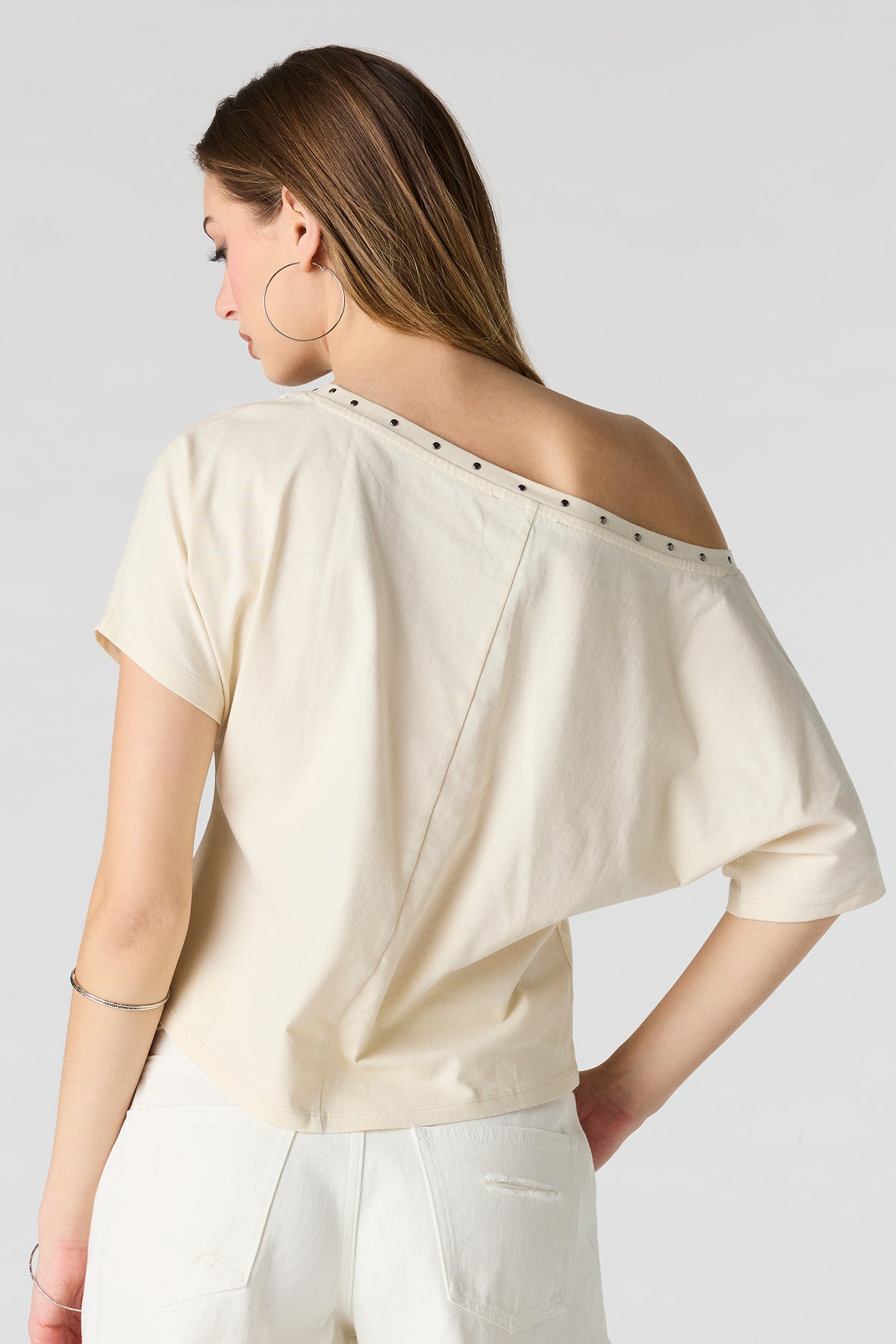 Alt View 2. Studded Off-Shoulder Top - Ivory