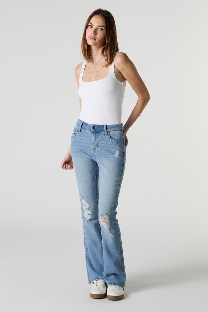 Medium Wash Distressed Flare Jean