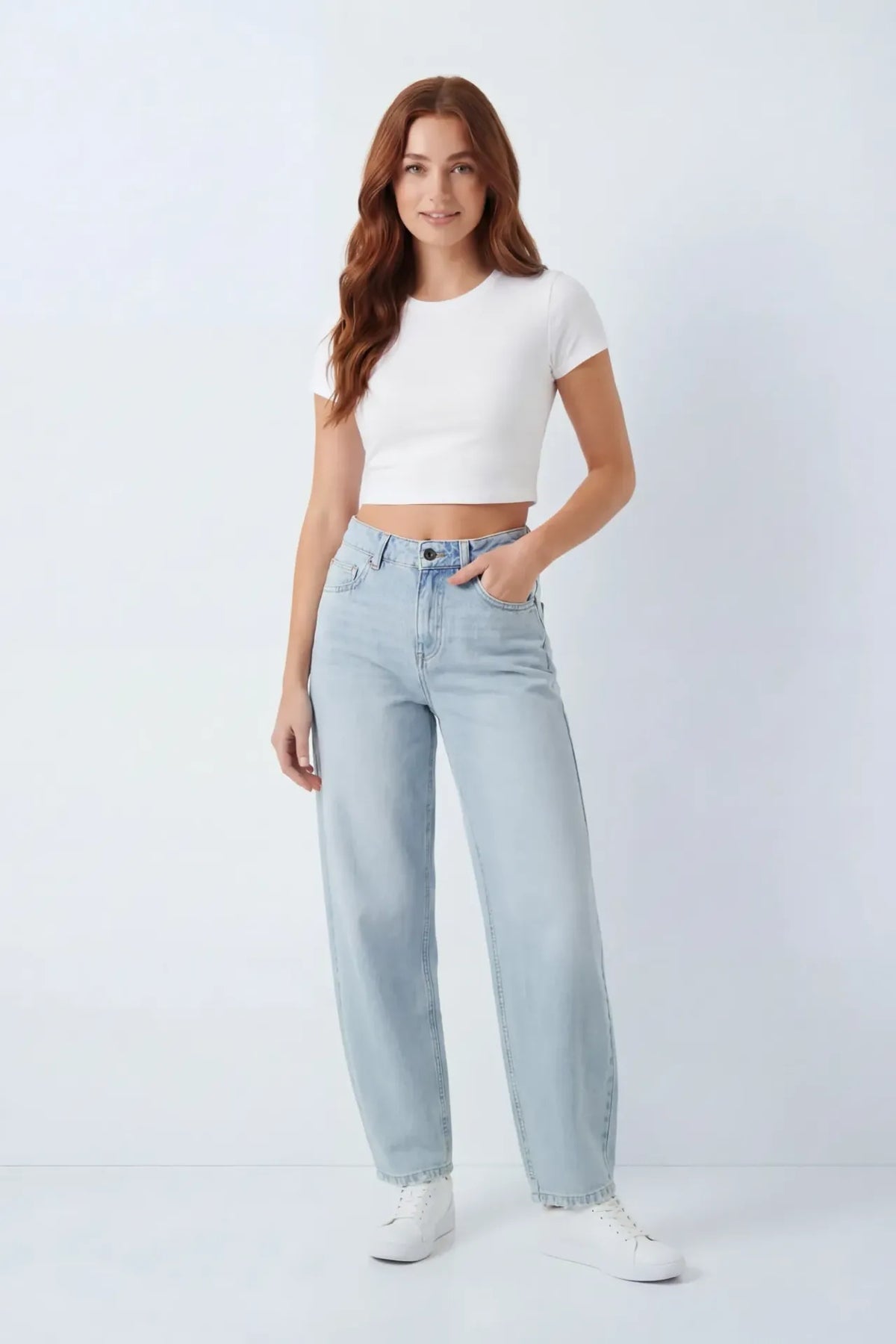 Low Rise Barrel Jean - Light Denim Blue