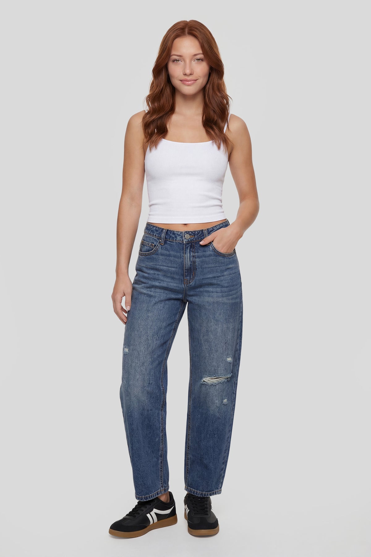 Low Rise Barrel Jean - Pacific Blue