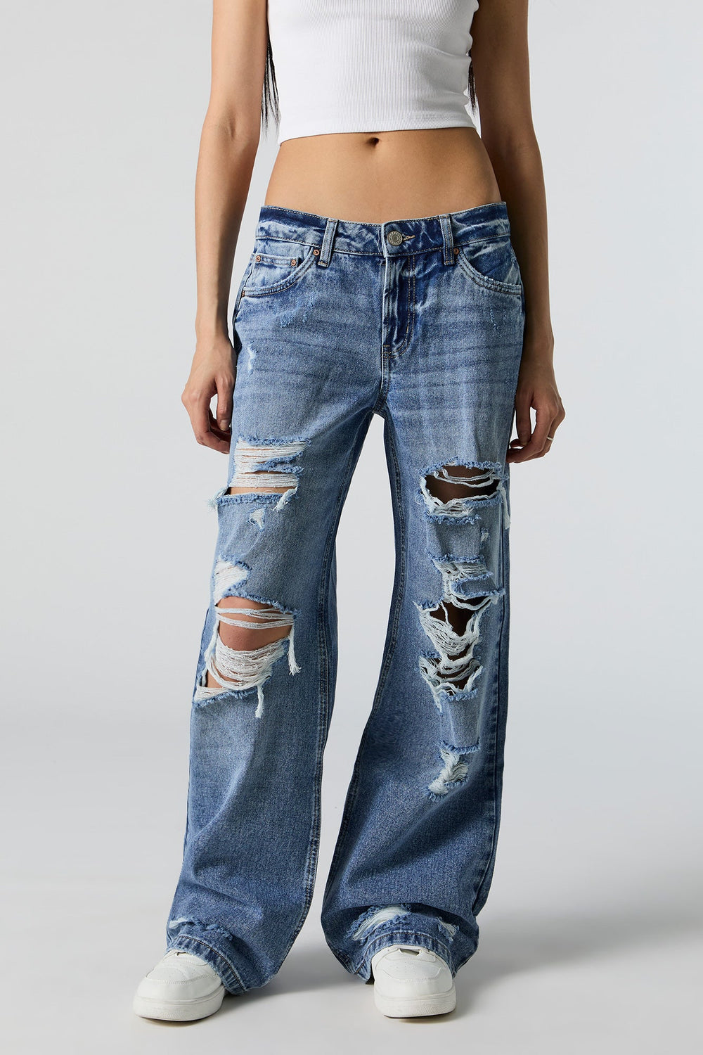 Low Rise Ripped Wide Leg Skater Jean Low Rise Ripped Wide Leg Skater Jean 2