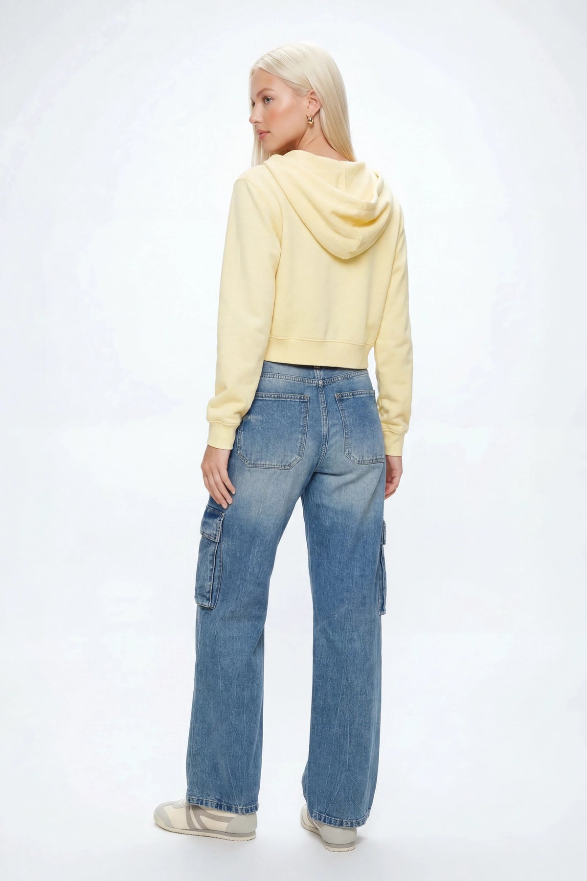Alt View 2. Multi Pocket Cargo Jean - Light Denim Blue