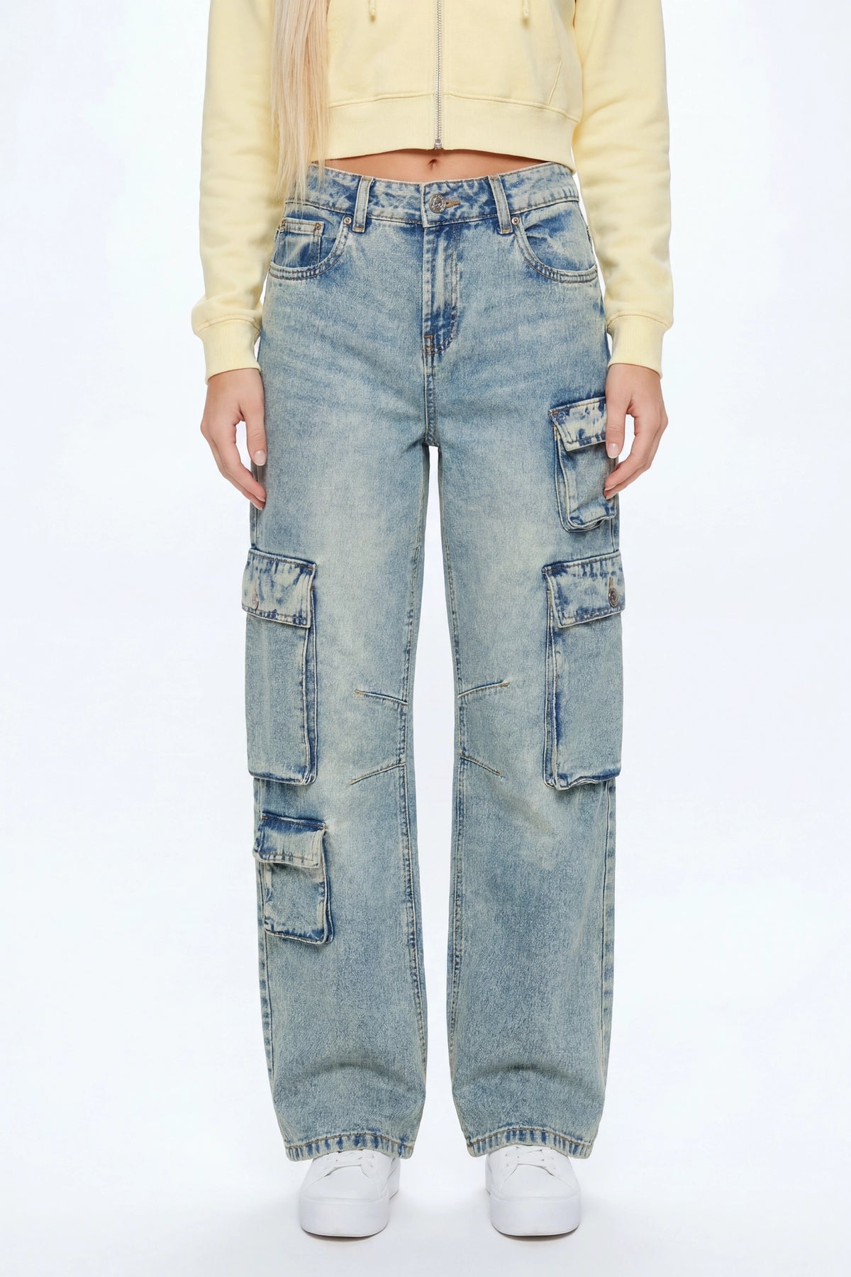 Alt View 3. Multi Pocket Cargo Jean - Sky Blue