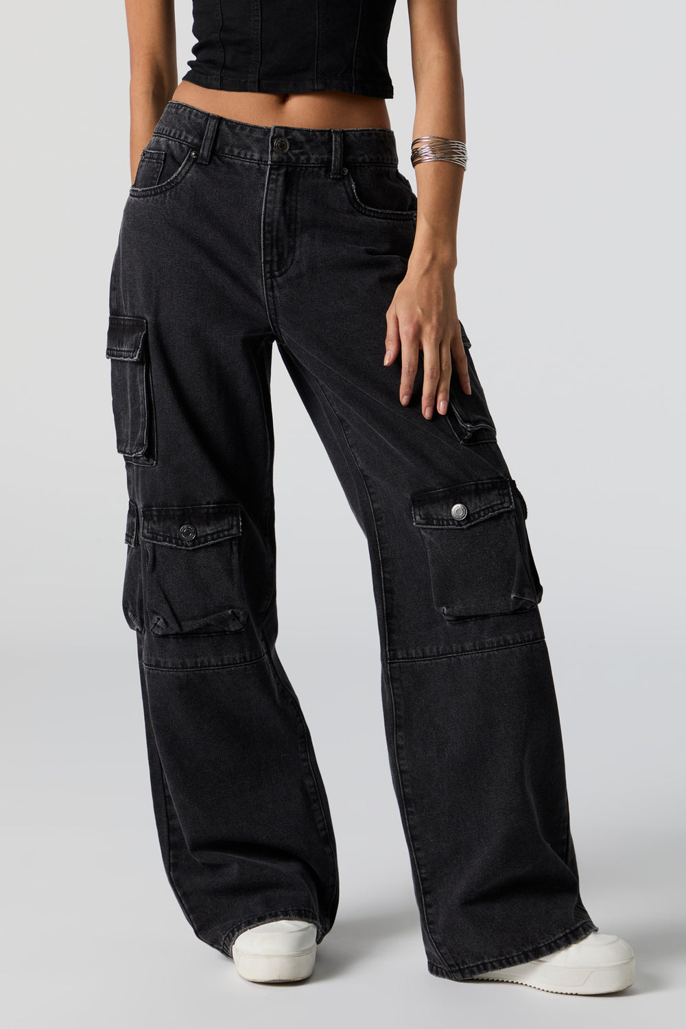 Black Wash Multi Pocket Cargo Jean – Charlotte Russe