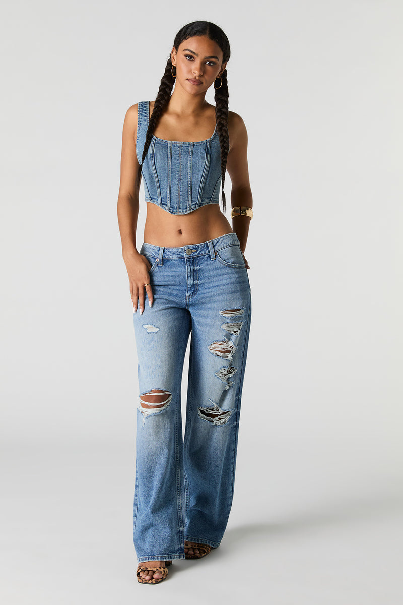 Vintage Wash Distressed Baggy Jean