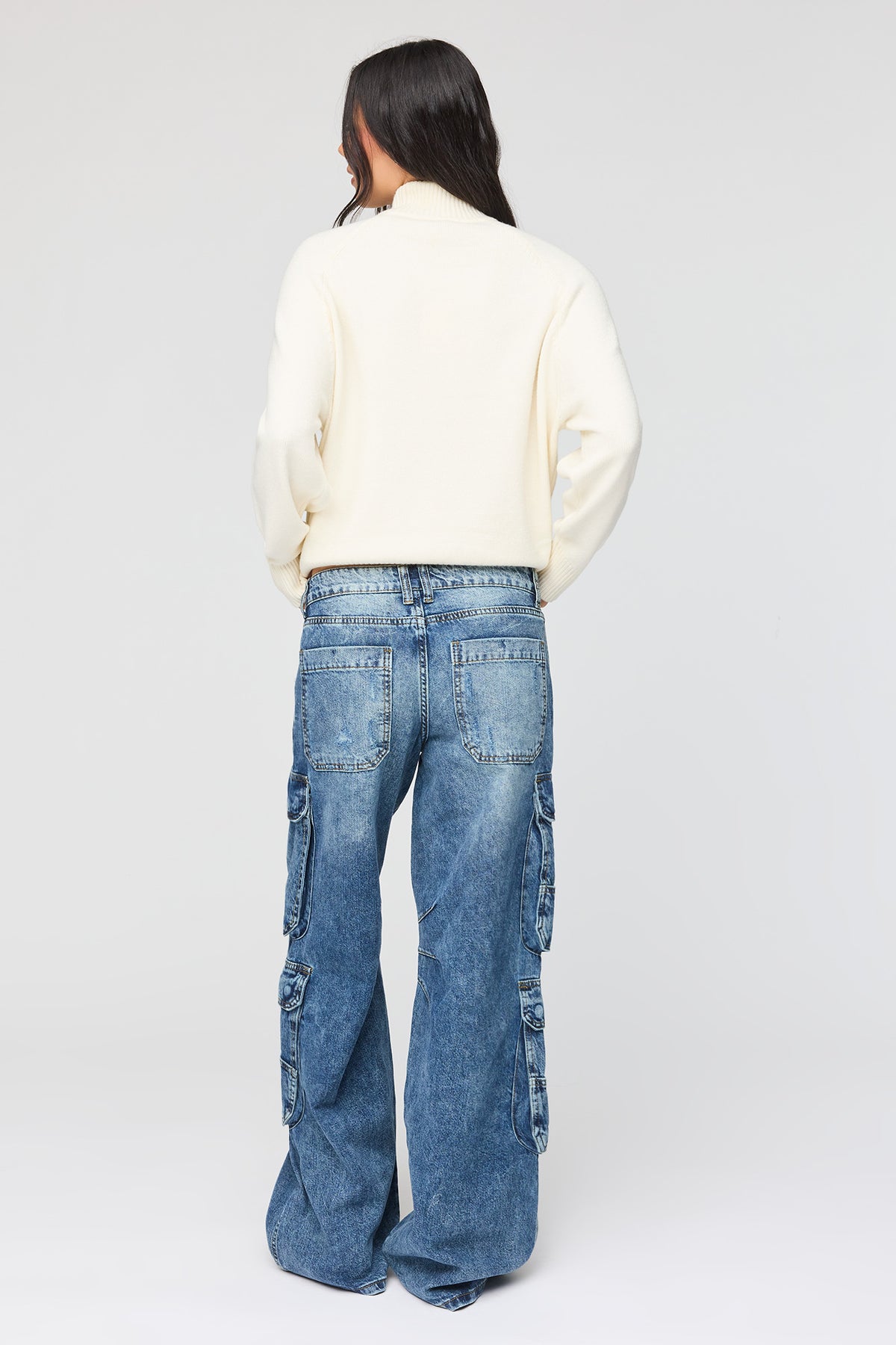 Alt View 3. Low Rise Cargo Jean - Midnight Blue