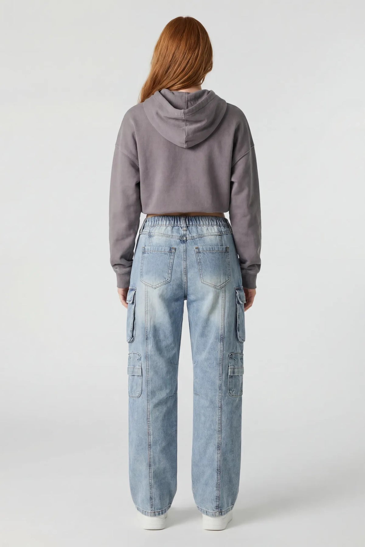 Alt View 2. Multi Pocket Cargo Jean - Light Denim Blue