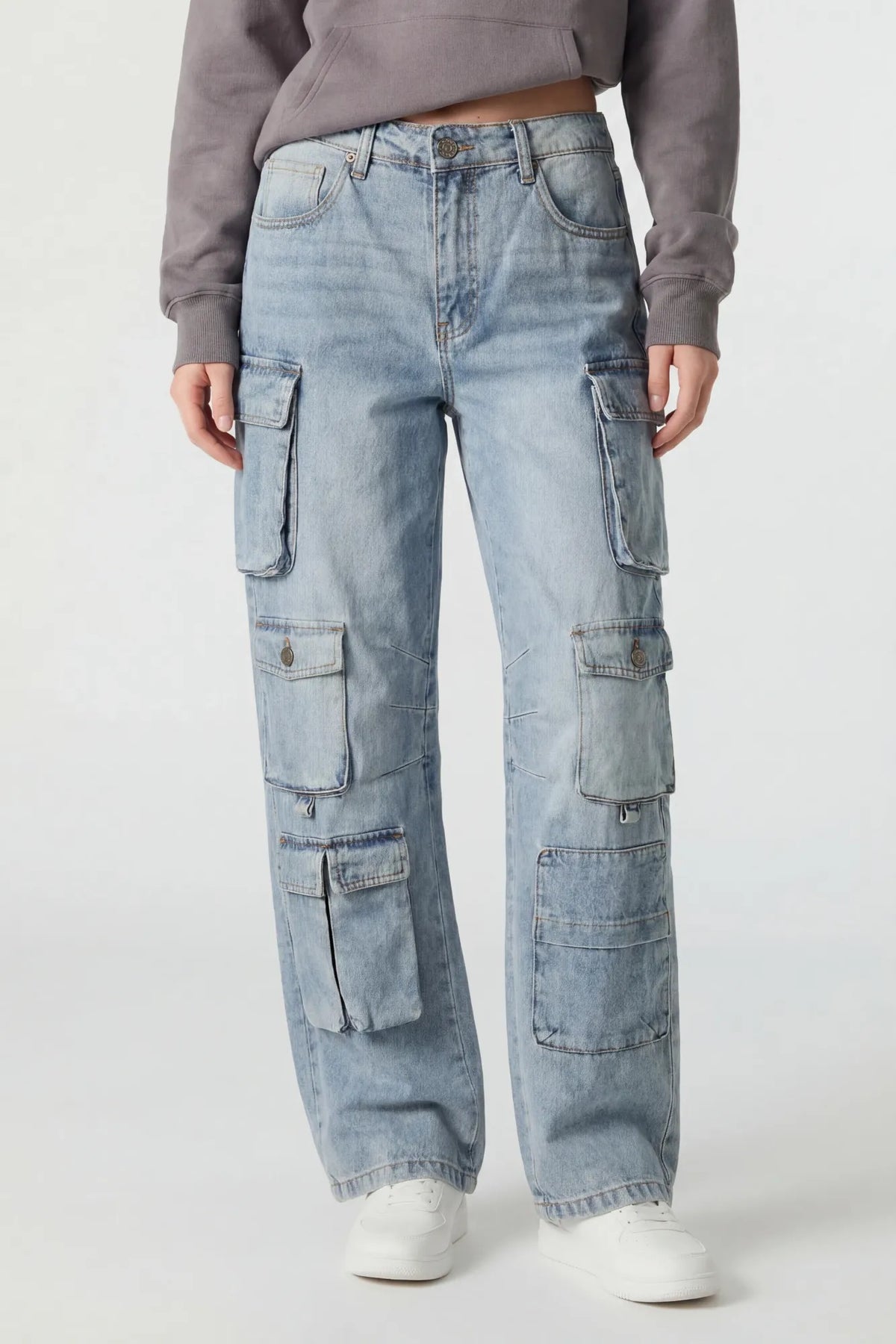 Alt View 3. Multi Pocket Cargo Jean - Light Denim Blue