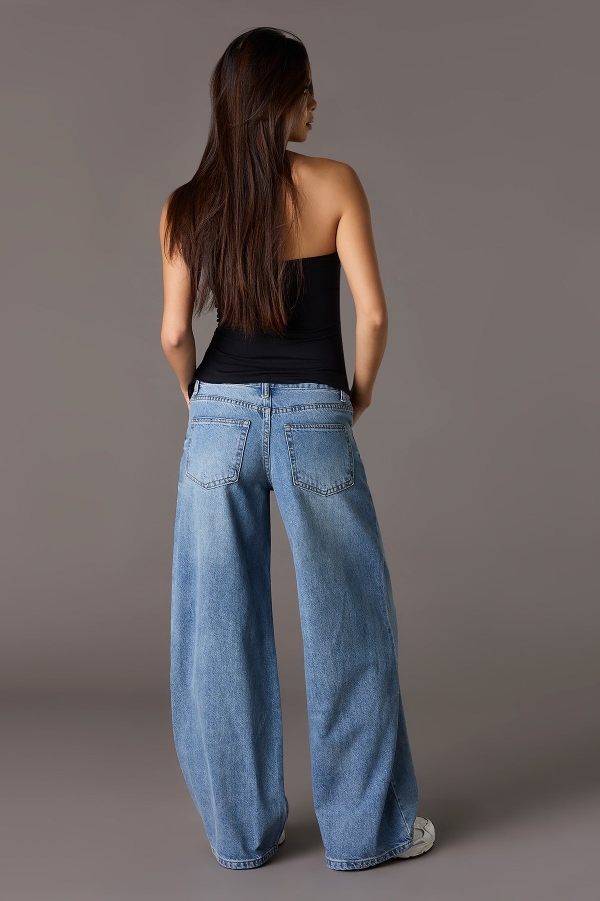 Alt View 3. Playboy Washed Low Rise Super Baggy Jean - Denim Blue