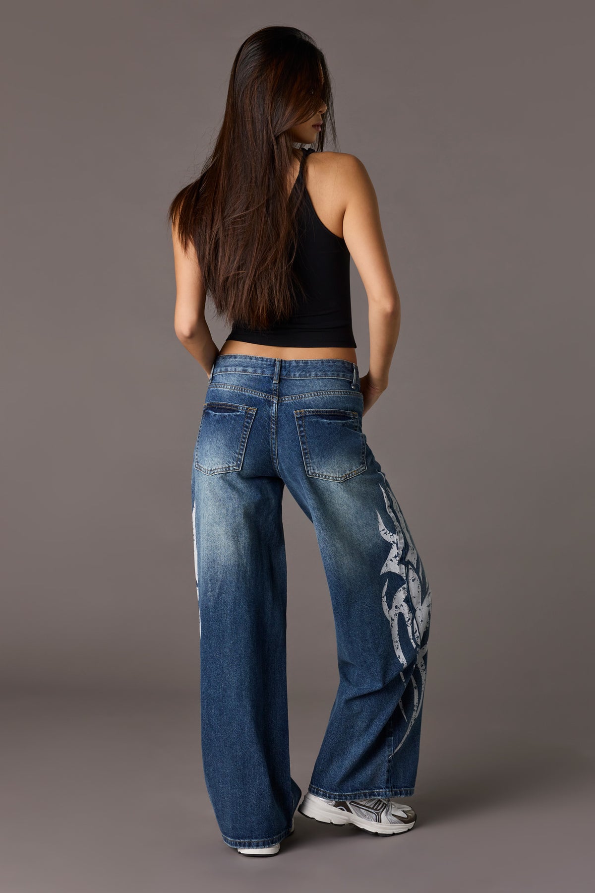 Alt View 3. Playboy Graphic Low Rise Super Baggy Jean - Pacific Blue